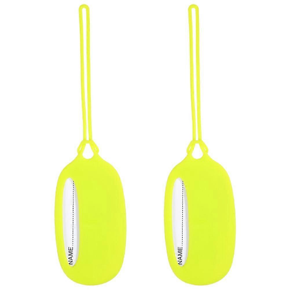 2pcs Silicone Luggage Tags Oval Shaped ID Tags for Easy Identification Travel Accessories with Secure Strap and Window for Personal Information