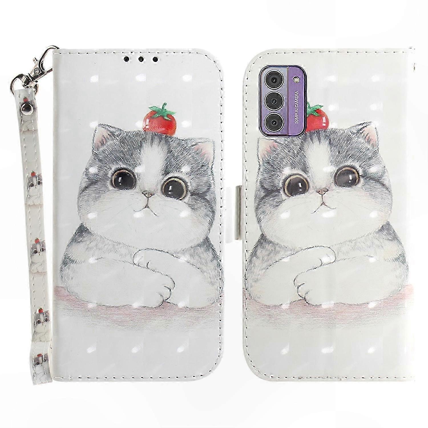 G42 3D Pattern PU Leather Flip Wallet Phone Case with Stand & Strap