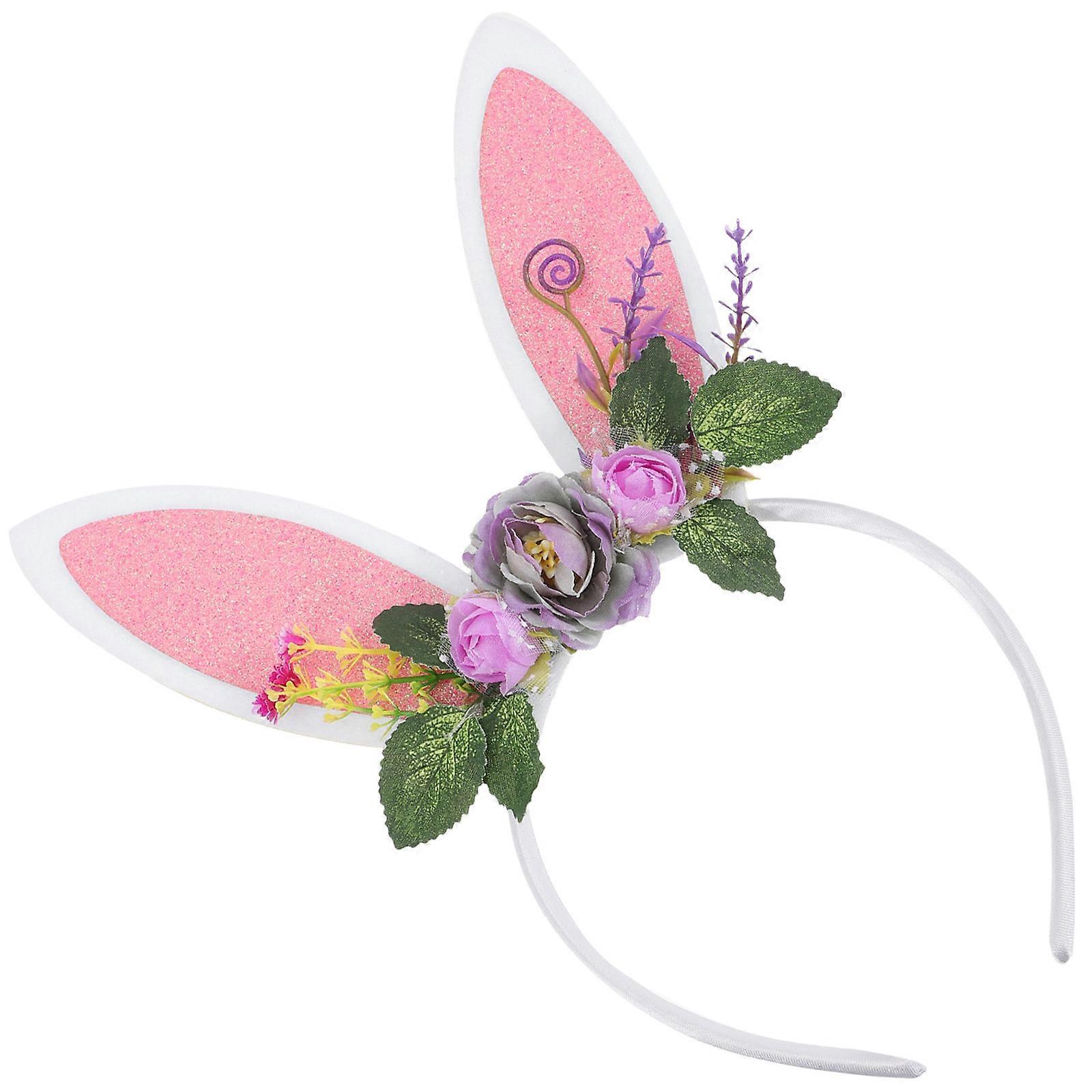 Bunny Ear Headband Party Ornament for Easter Celebration in Violet Material 1Pack