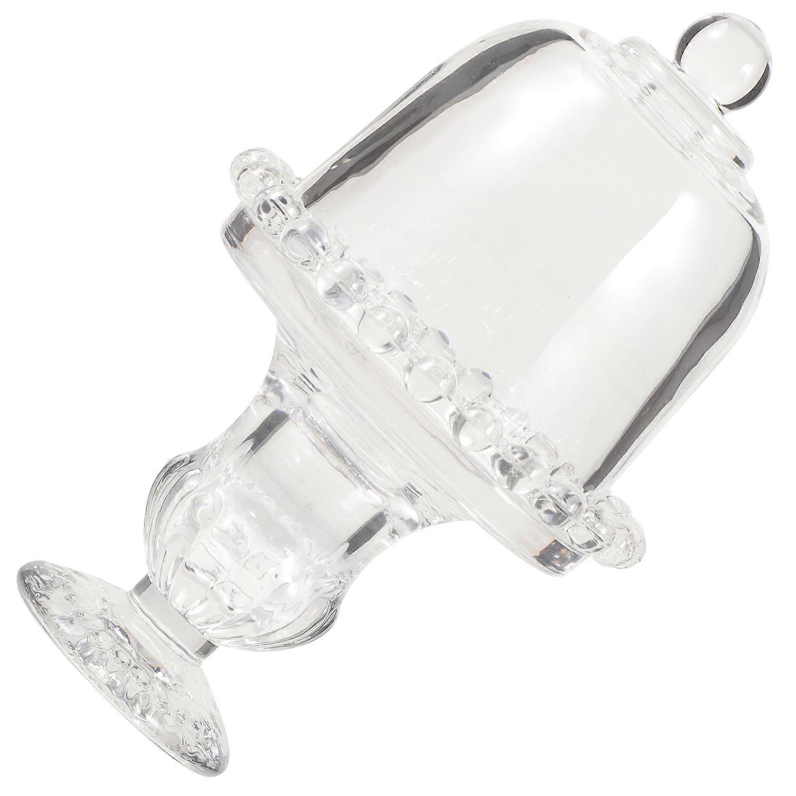 Glass Mini Cake Stand Transparent Cake Tray with Lid for Hand-Safe Polish Display