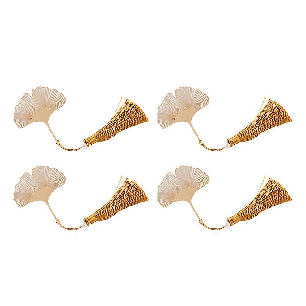 Hollow Bookmark Tassel Decorative Brass Leaf for 8Pcs Set