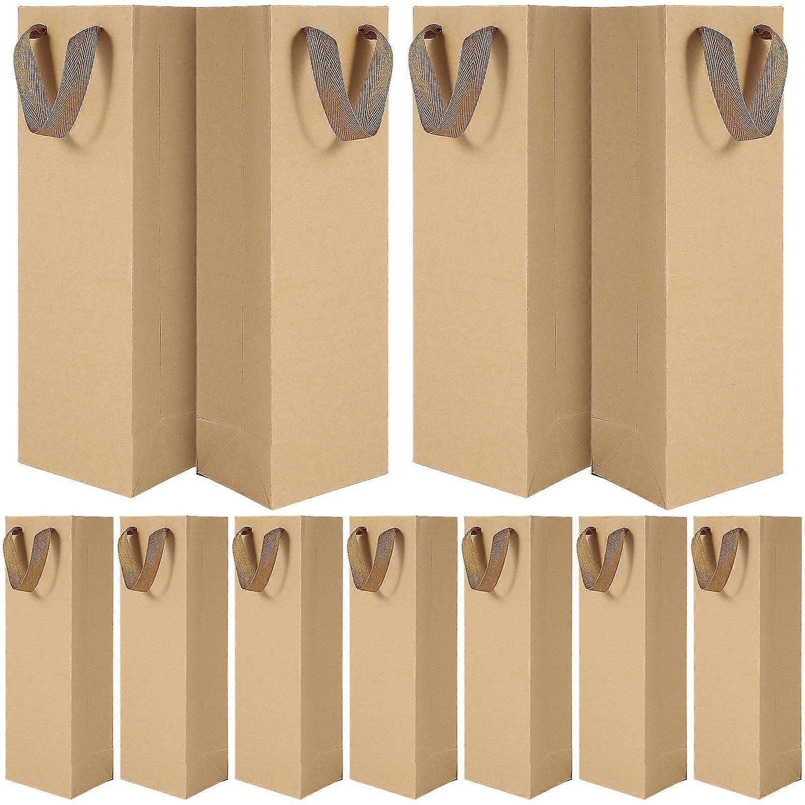 Light Brown Kraft Paper Wine Packing Bag Ideal For Protecting Wine Bottles And Carrying Drinks In A Rectangular Design 48Pcs