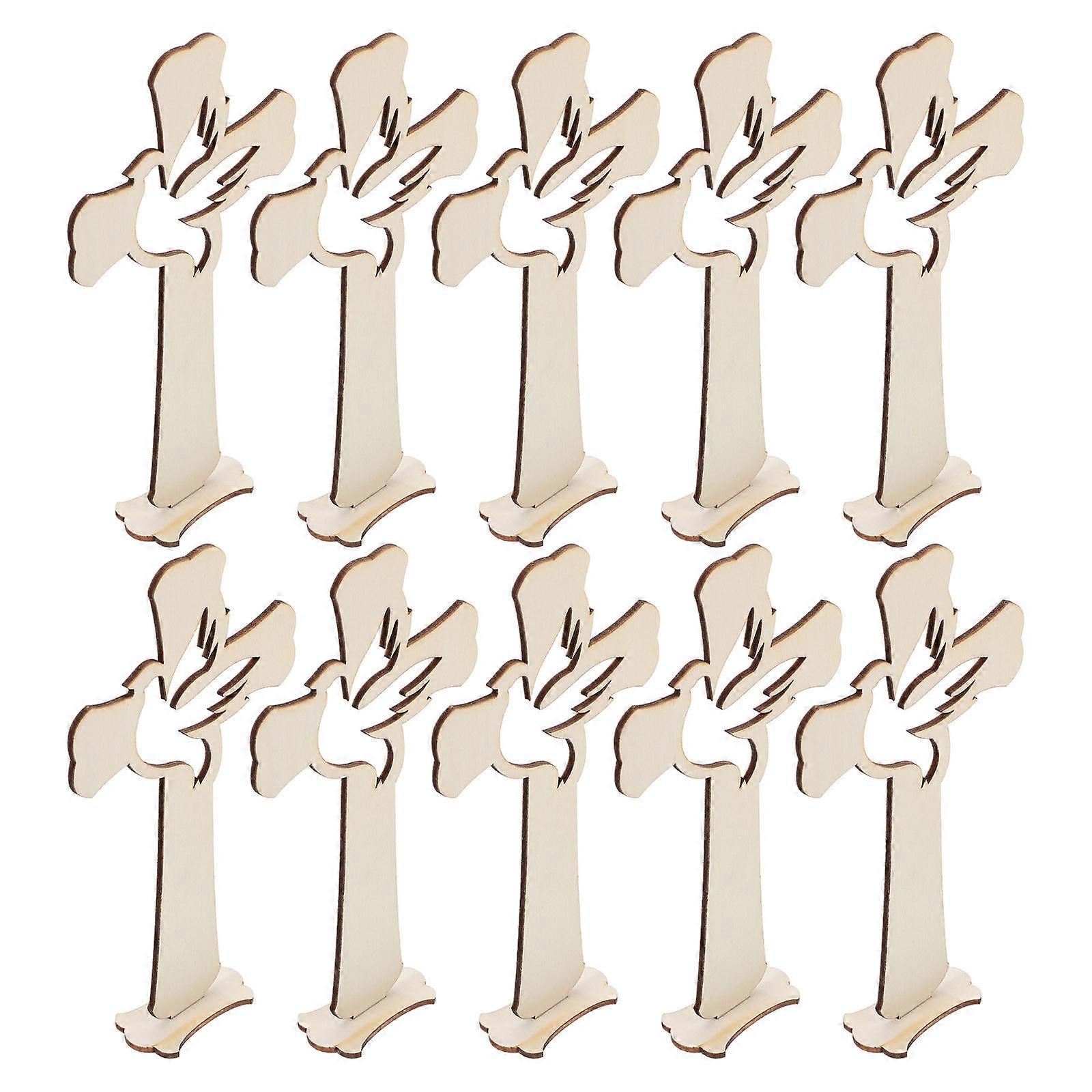 10Pcs Wood Crosses For Christian Decor Photo Prop In Rustic Style For Living Room