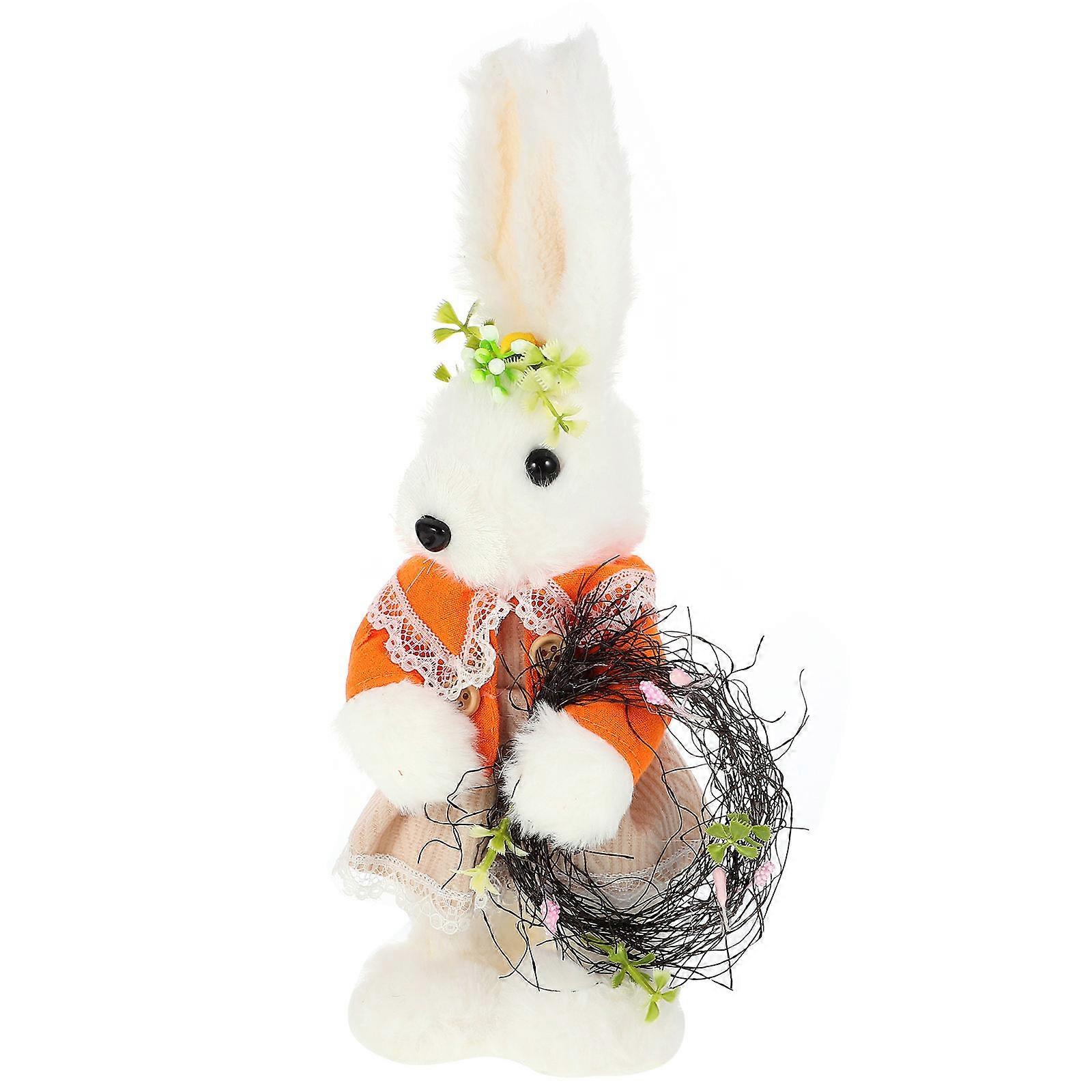 Easter Rabbit Figurine Plush Decoration for Desktop 4Pcs Set