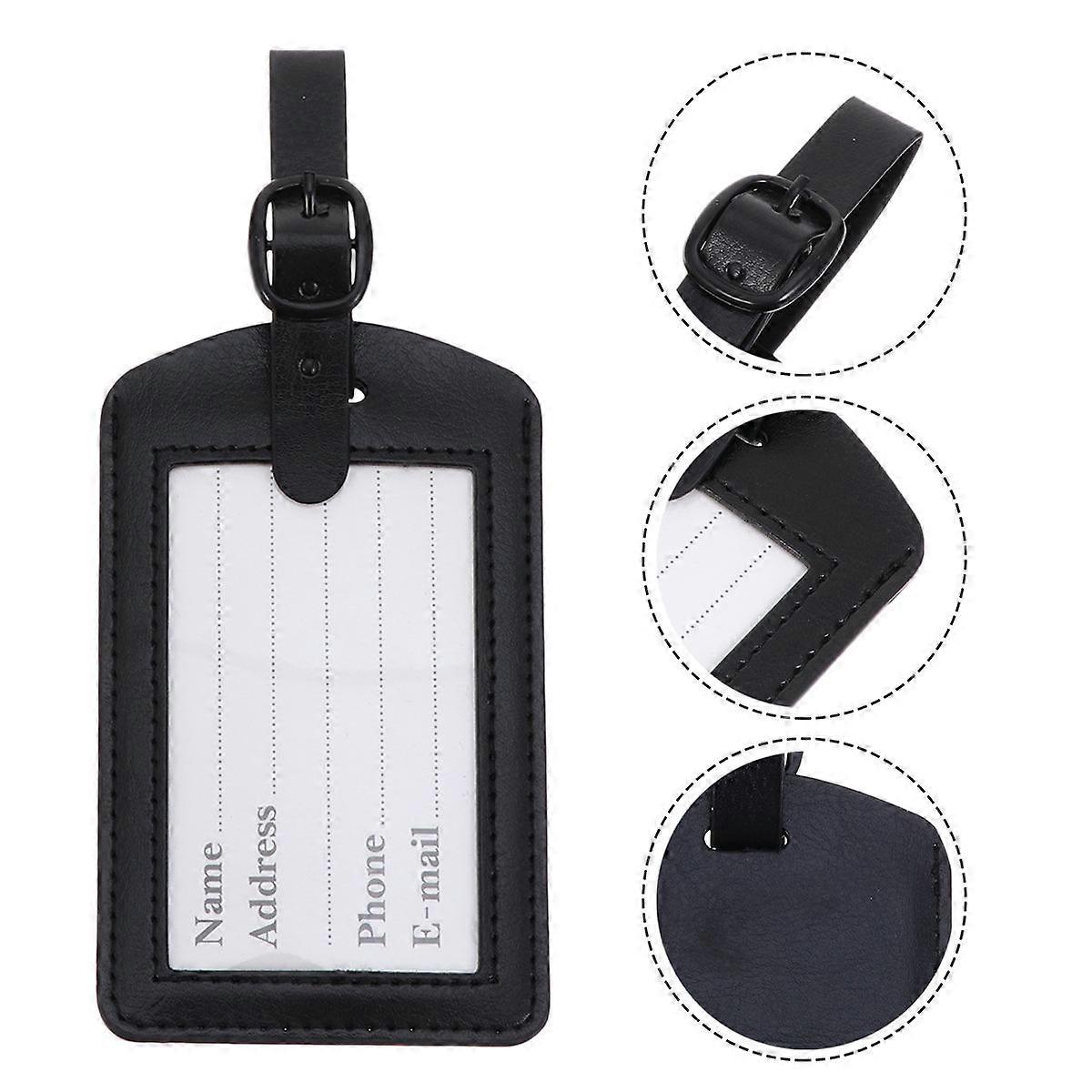 5Pcs Black Simple Baggage Tag Identification Travel Labels for Easy Airplane Journey
