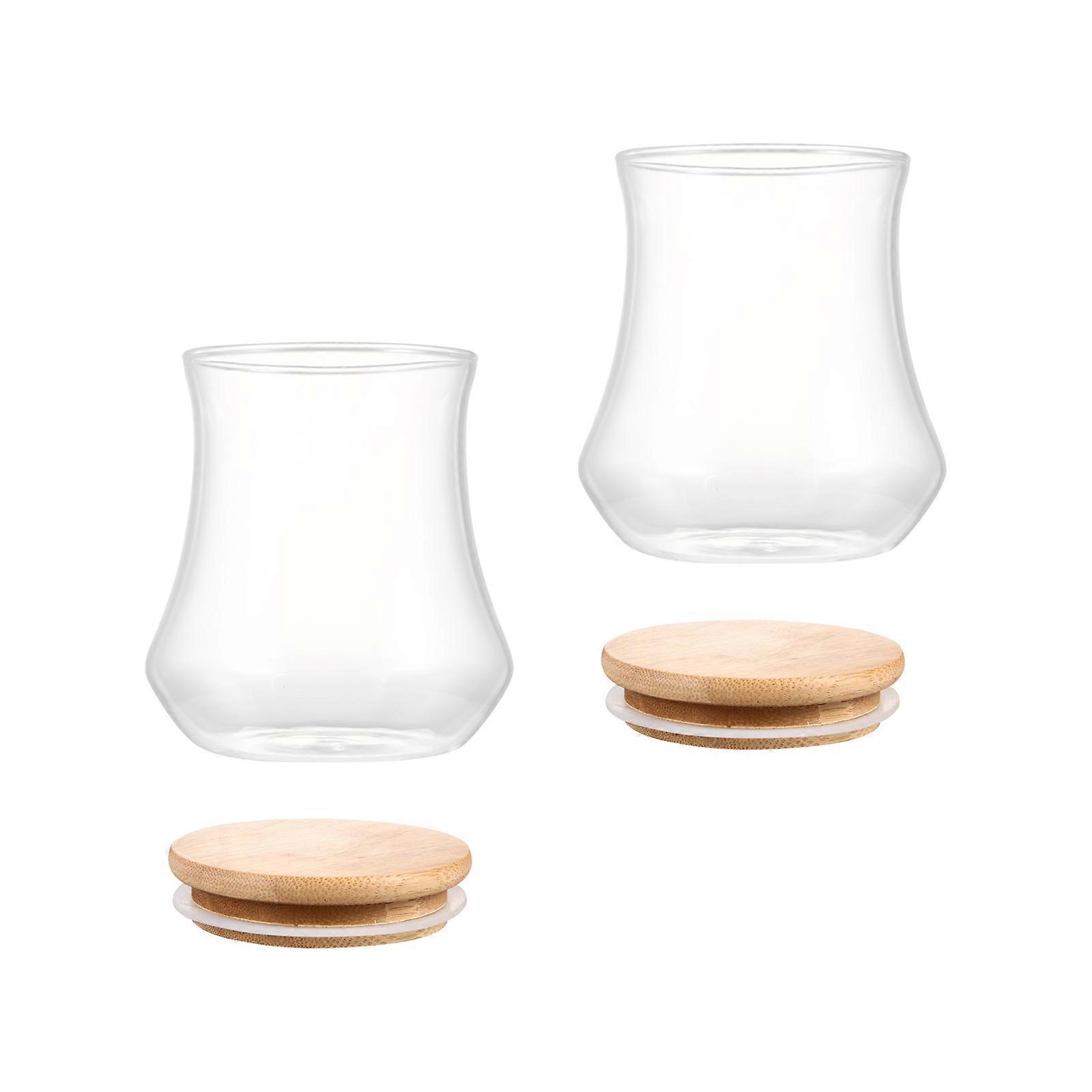Transparent Storage Jars for Moisture Protection with Wooden Lid 4Pcs