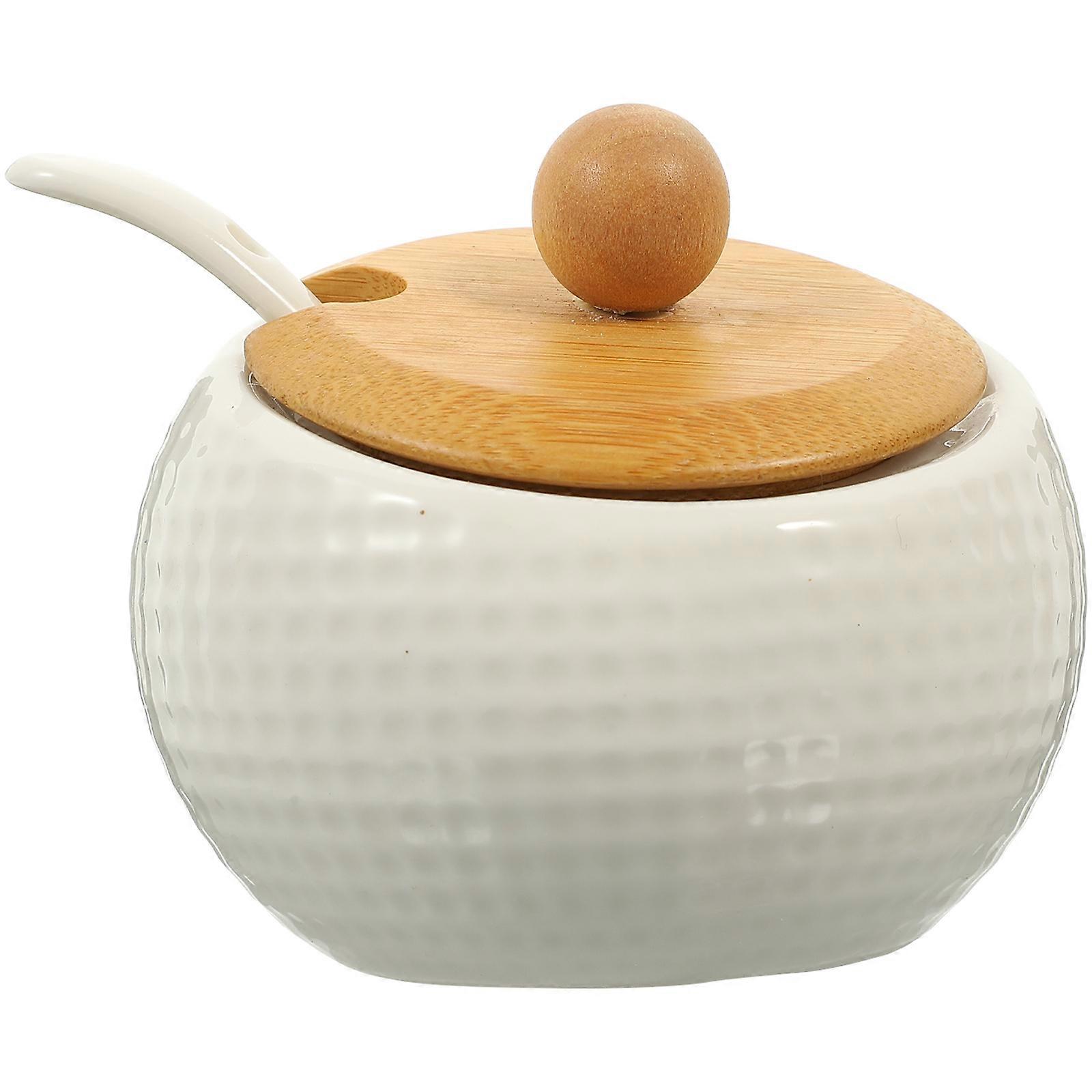 Ceramic Condiment Jar Kitchen Spice Container for Storage 4Sets White