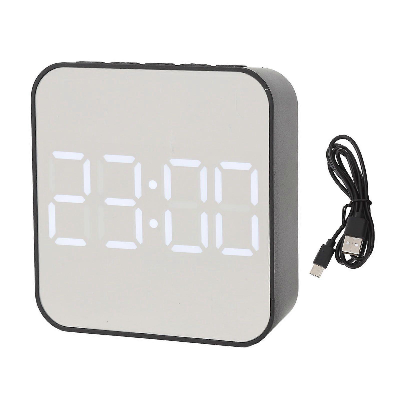 LED Digital Clock 2 Alarm Settings Multifunctional Small Electronic Alarm Clock with Temp Date Display for Bedroom Office Black
