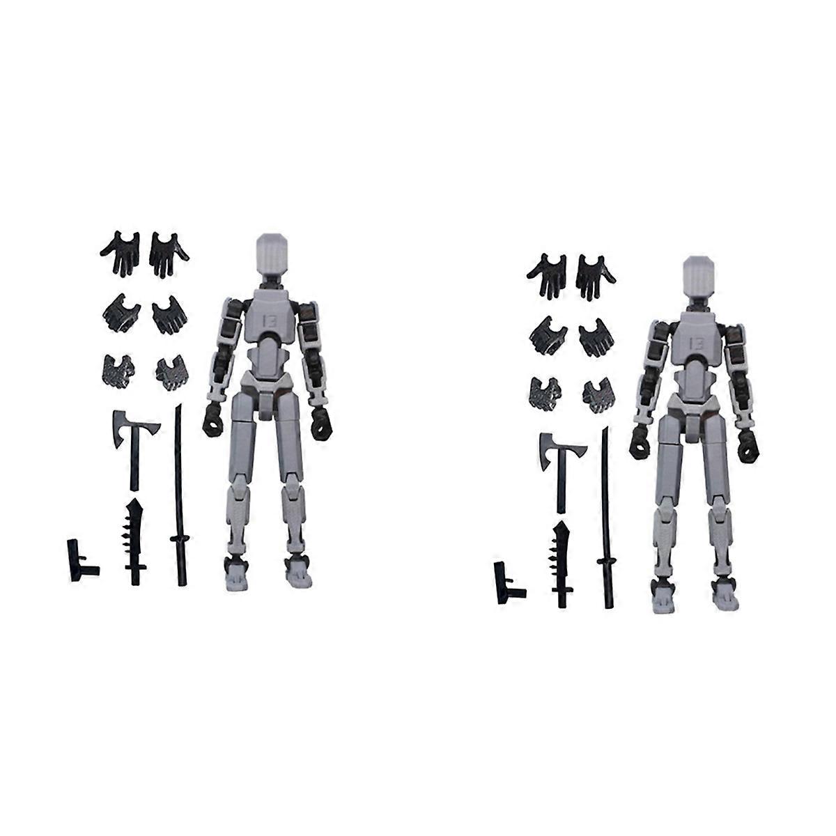 Robot Action Figure, 3D Printed with Full Articulation Gray