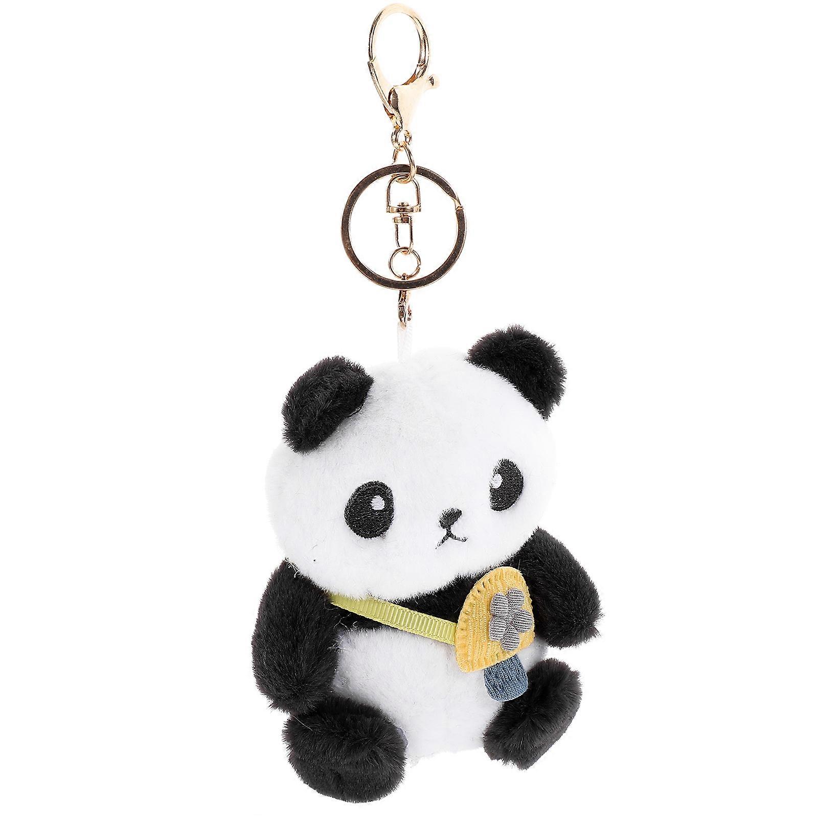 Cute Panda Pendant Keychain Plush Hanging Decor for Keys 2Pcs Set