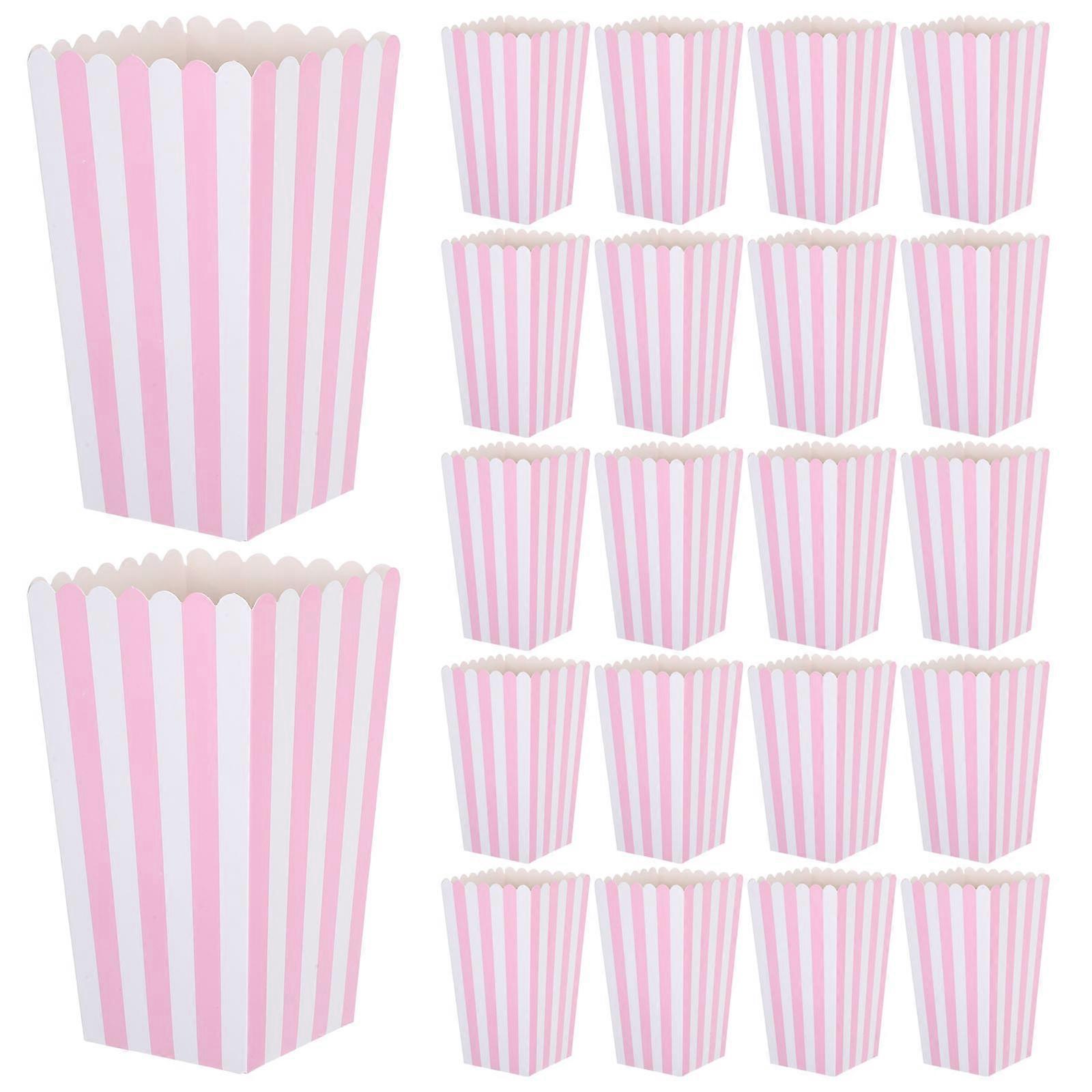 Pink Striped Paper Popcorn Buckets for Circus Events 120 Pieces Pack
