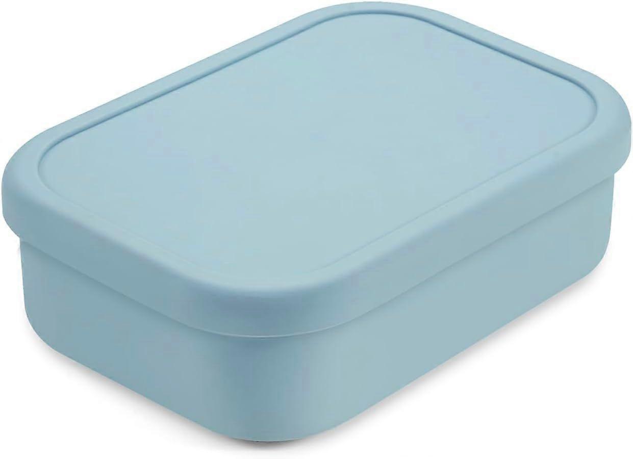 Silicone Bento Box for Kids & Toddlers - 3 Compartments, Leakproof & BPA-Free Lunch Container, Microwave & Dishwasher Safe - Blue