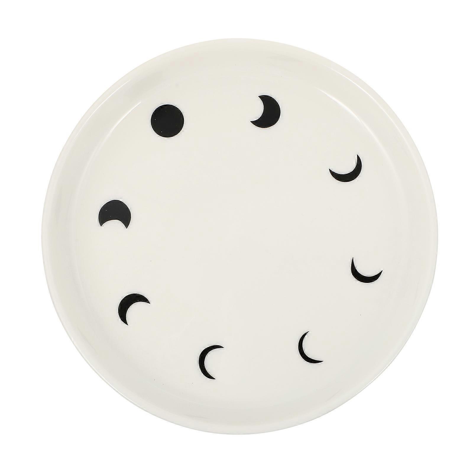 Moon Pattern Decorative Jewelry Tray for Storage 3Pcs White Ceramic Plates