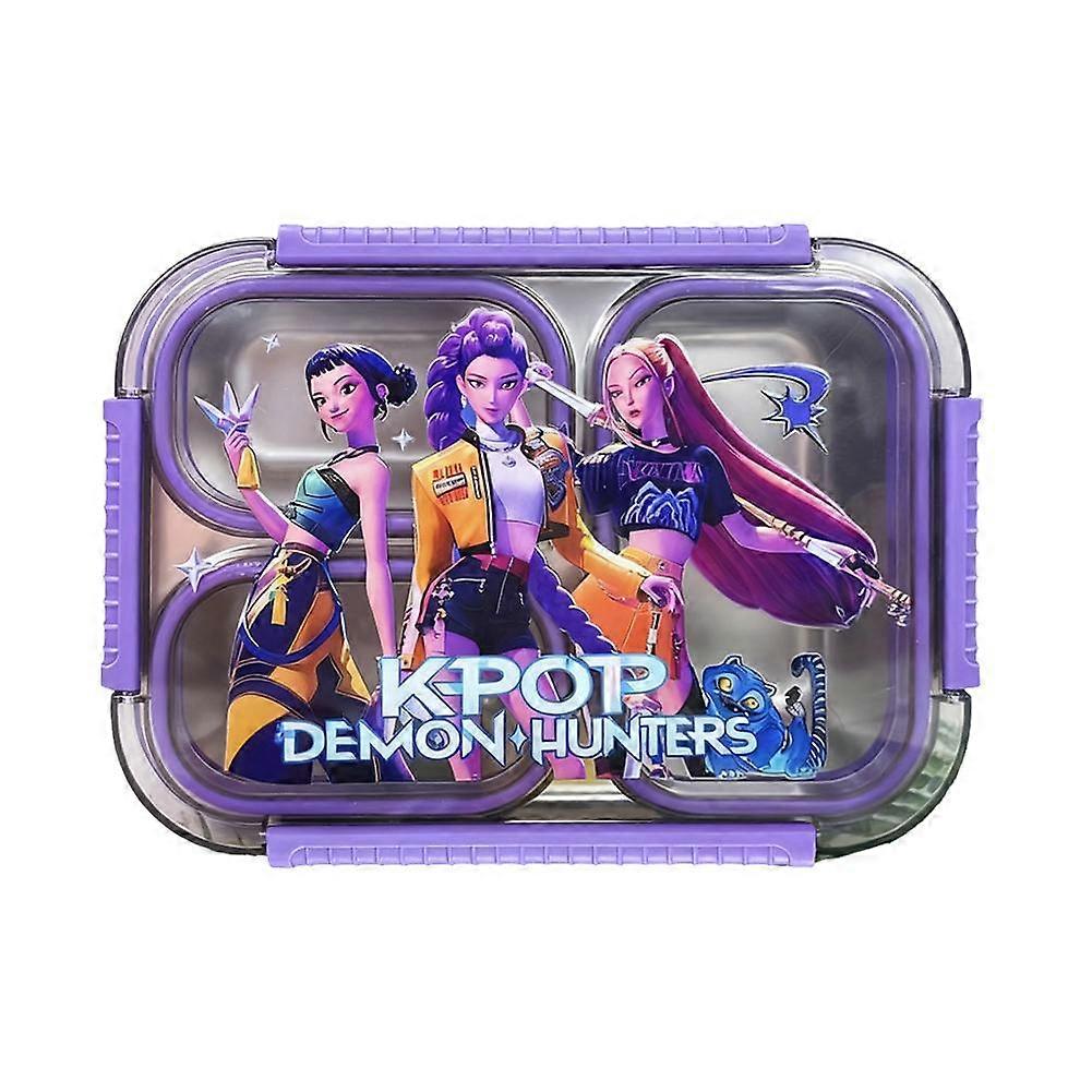 K-Pop Demon Hunters Kids Lunch Box with Built-in Cutlery Compartments