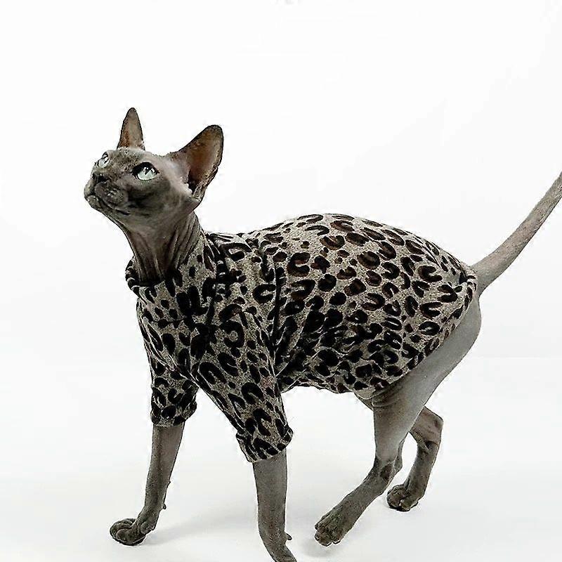 Spring and Summer Hairless Cat Clothes Sphinx German Air Conditioning Suit Thin Base Shirt Leopard Print Trendy Cool