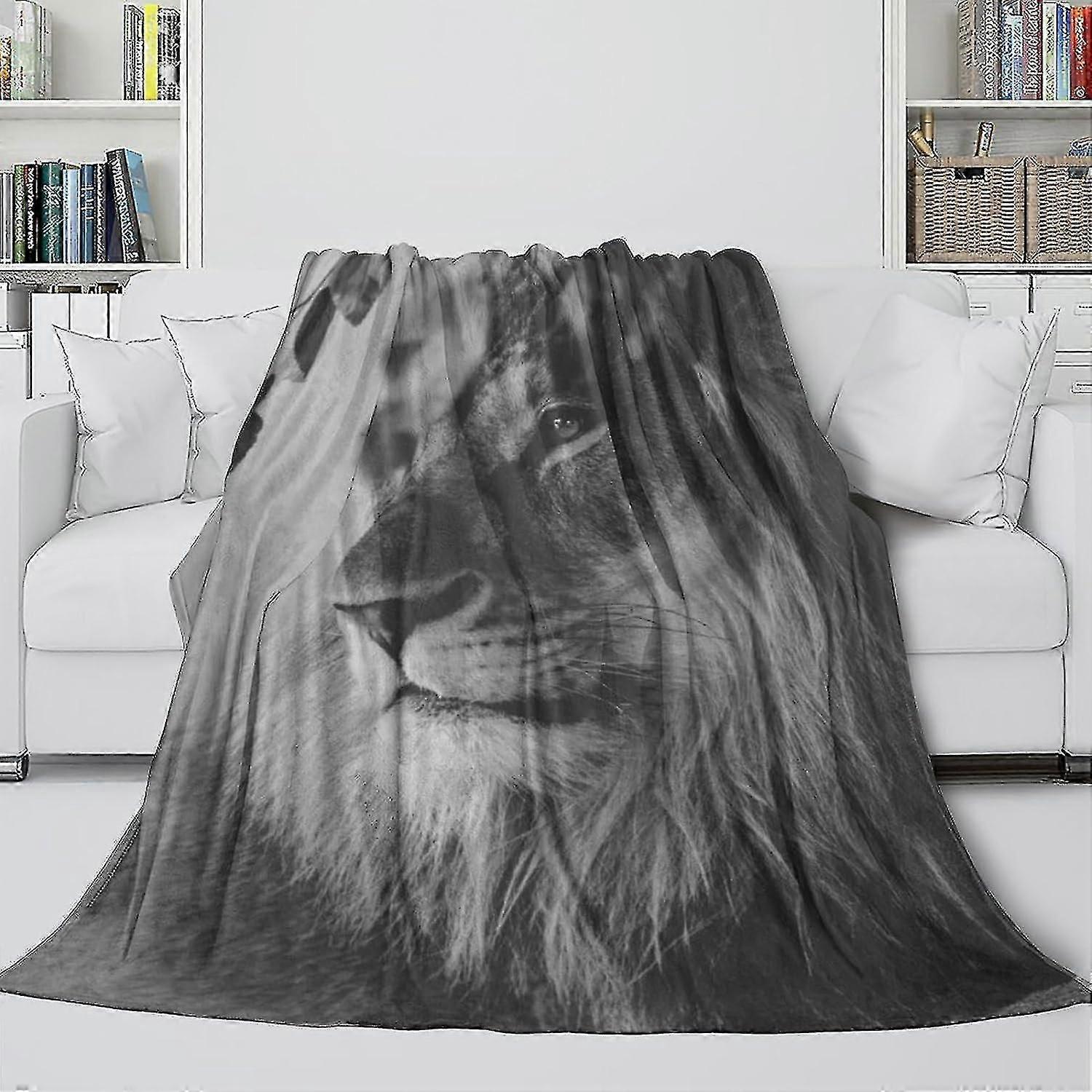 Blanket Lion Cozy Blanket - Fleece Throws For Snuggling Under Watching Movie In Colder Night - Suitable For Calming And Relive Anxiety And Fall Asleep