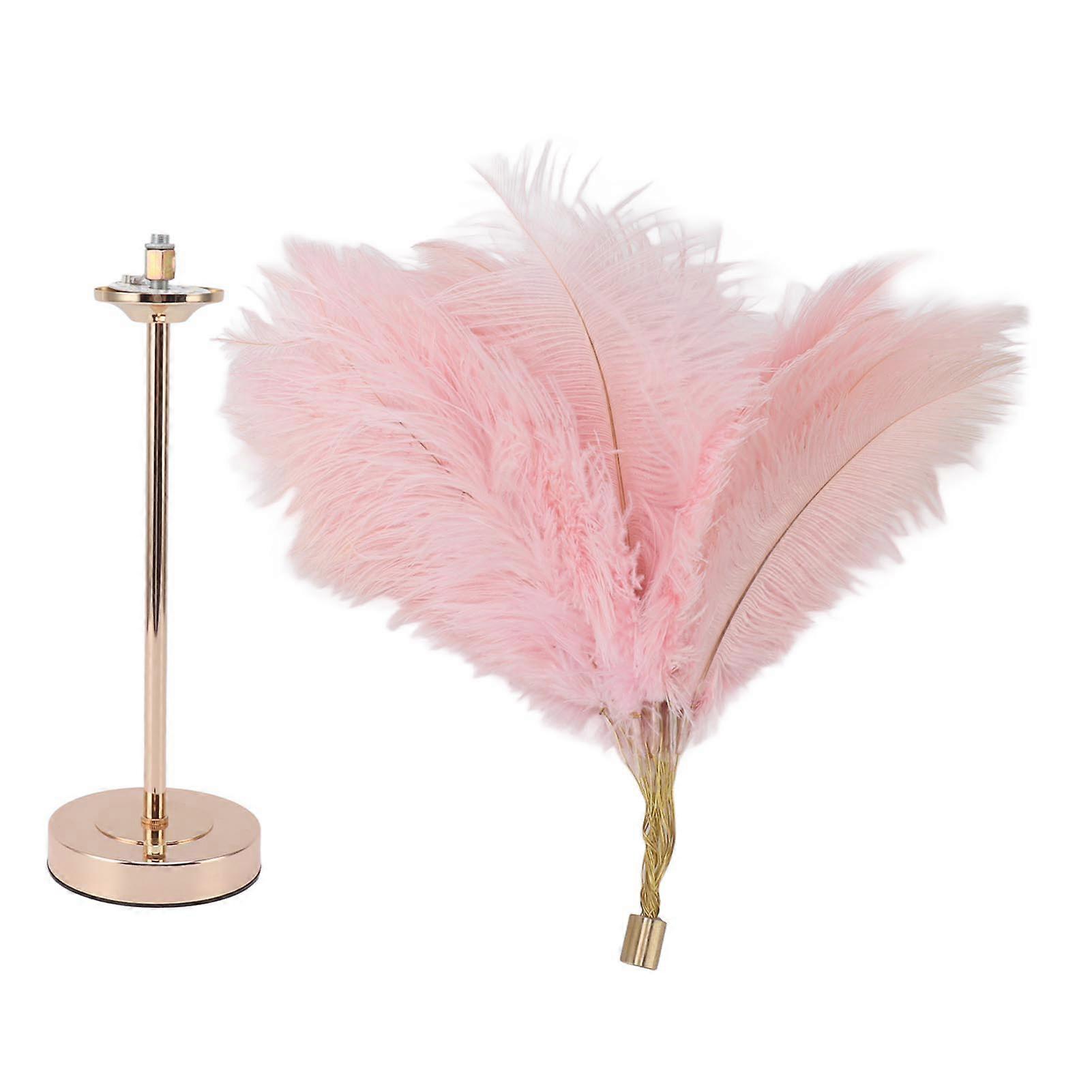 Decorative Table Lamp 30PCS Feathers USB Rechargeable Light Touch Control Desk Light Built in Battery Pink 