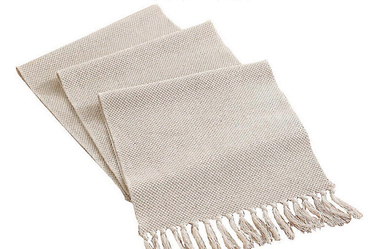 Rustic Linen Table Runner Farmhouse Style Table Runners with Hand-Tassels