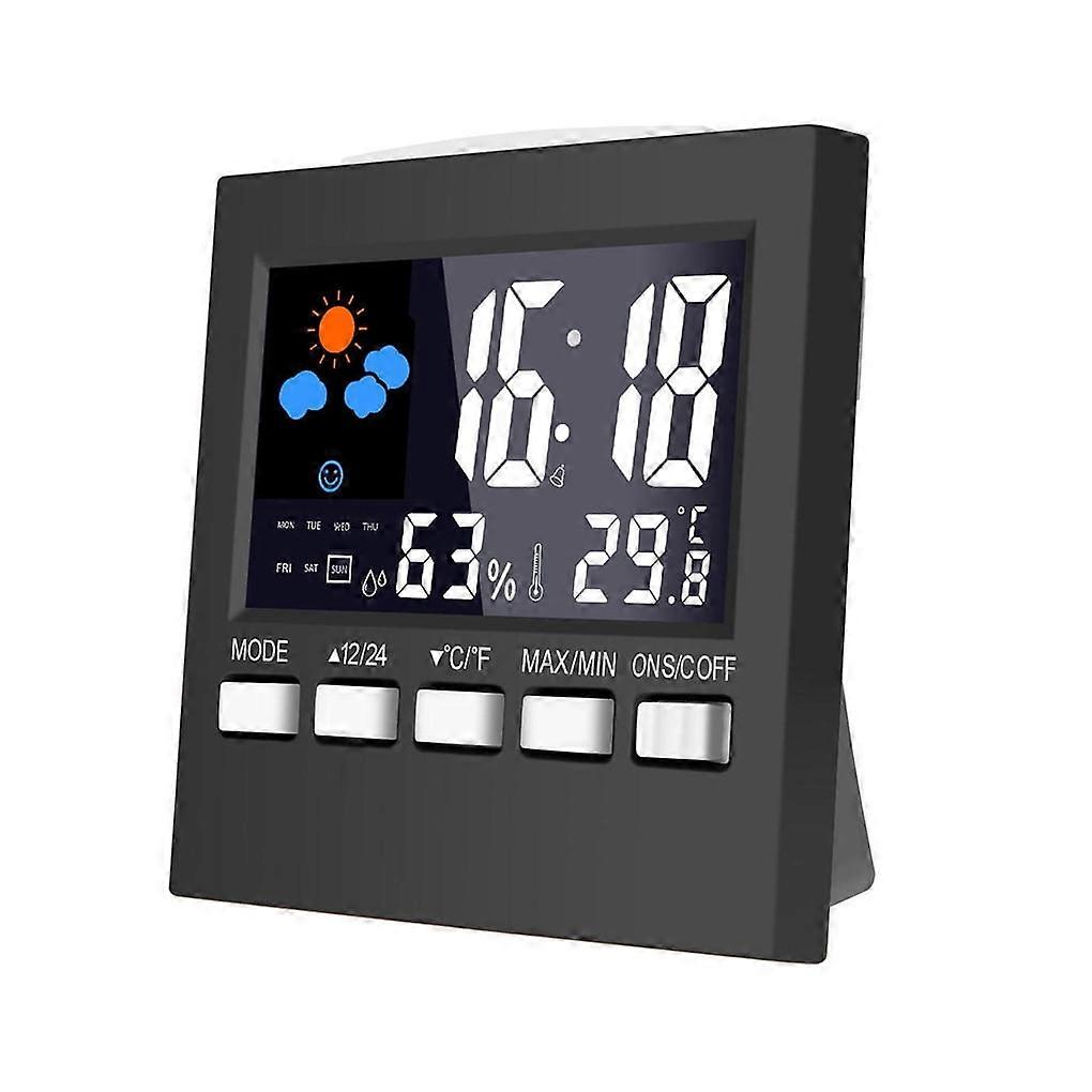 Electric Desktop Clock Alarm Colorful LCD Screen Sound Control Backlight Digital Clock Date Time Calendar Desk Watch