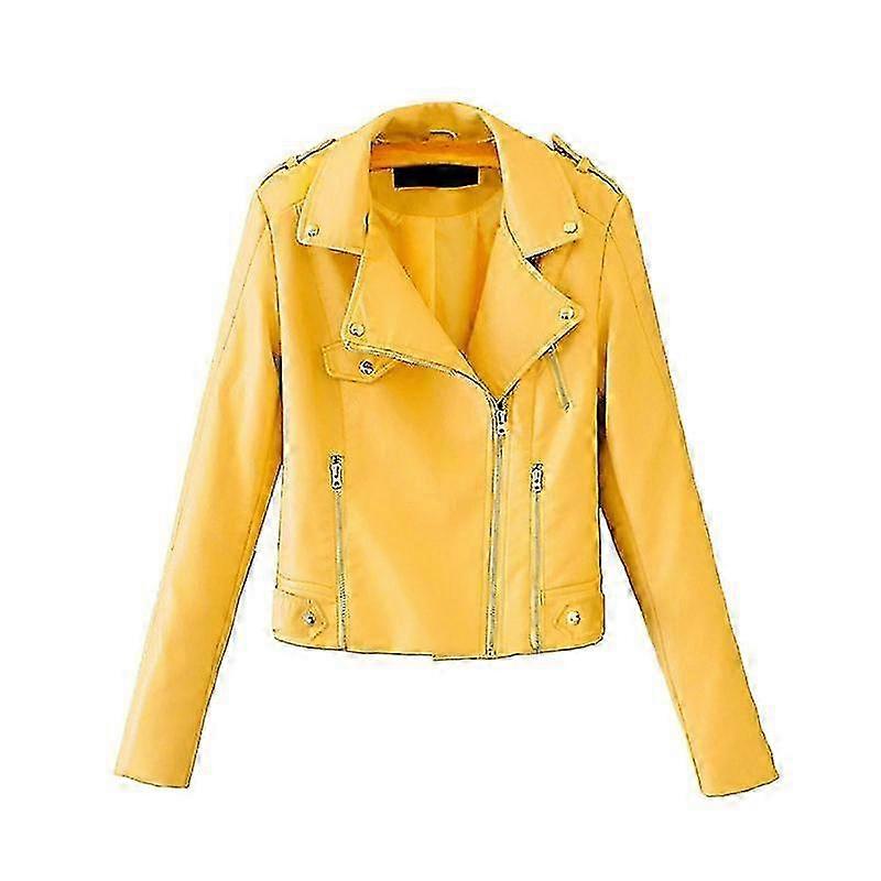 Motorcycle jacket for women in solid color and lapel design