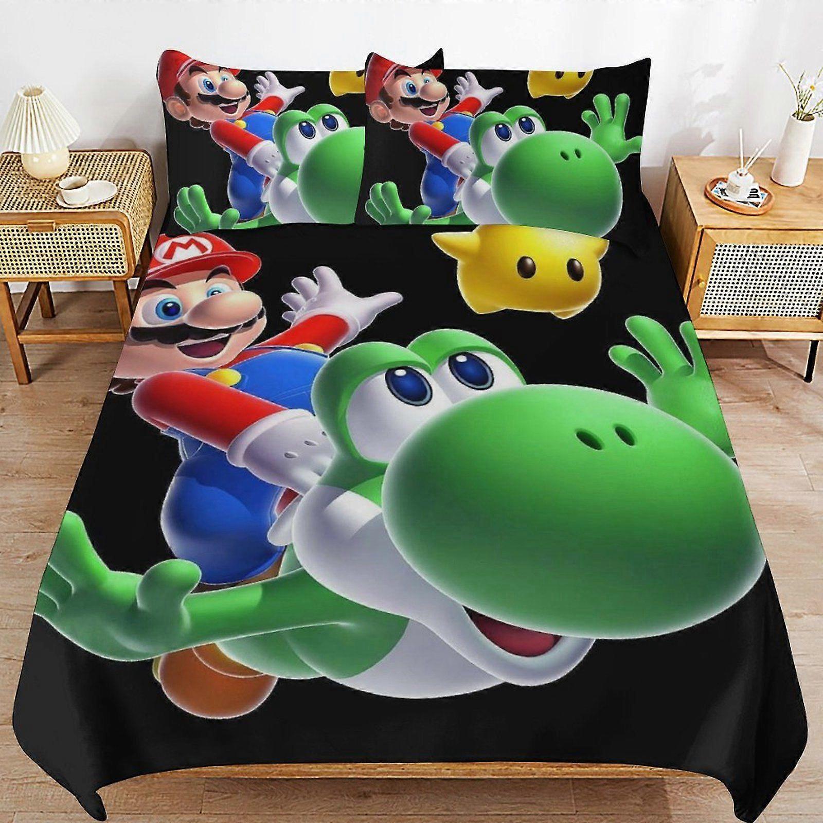 W562 Yoshi Soft Sleep Safe Threaded Build Machine Ready Closure Duvet Cover Sets for Bedroom M562