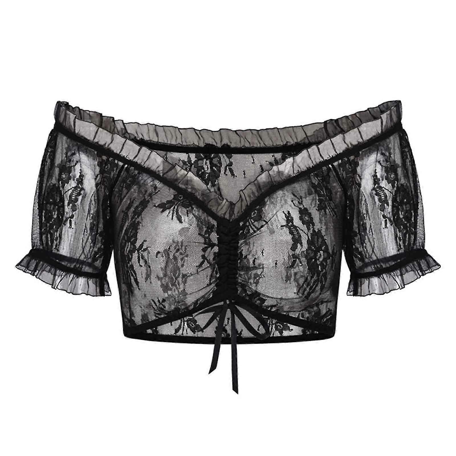 Kvinners Oktoberfest Dirndl Bluse Øl Hage Crop Top