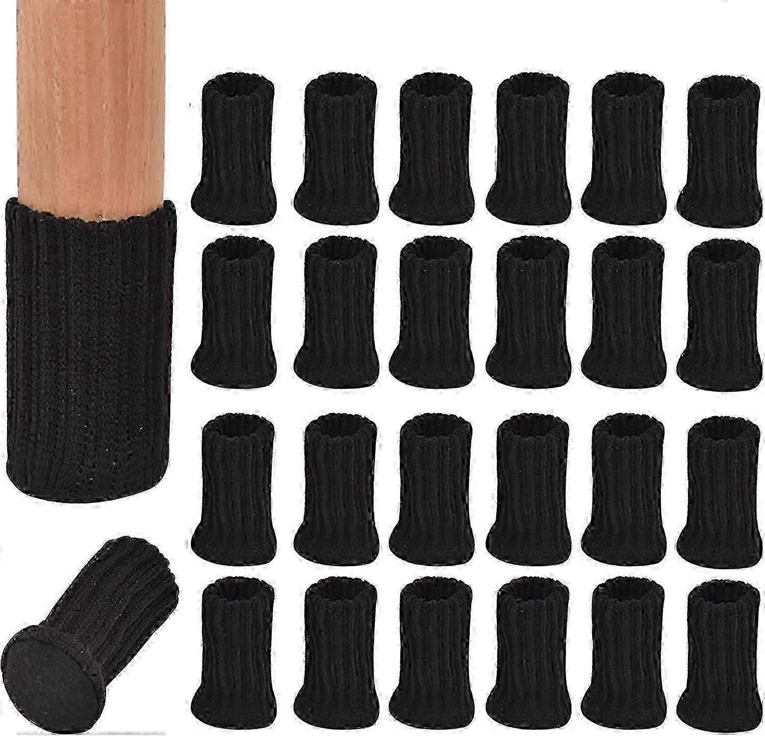stolsockor halkfria stickade elastiska möbelbenskydd 24 stycken
