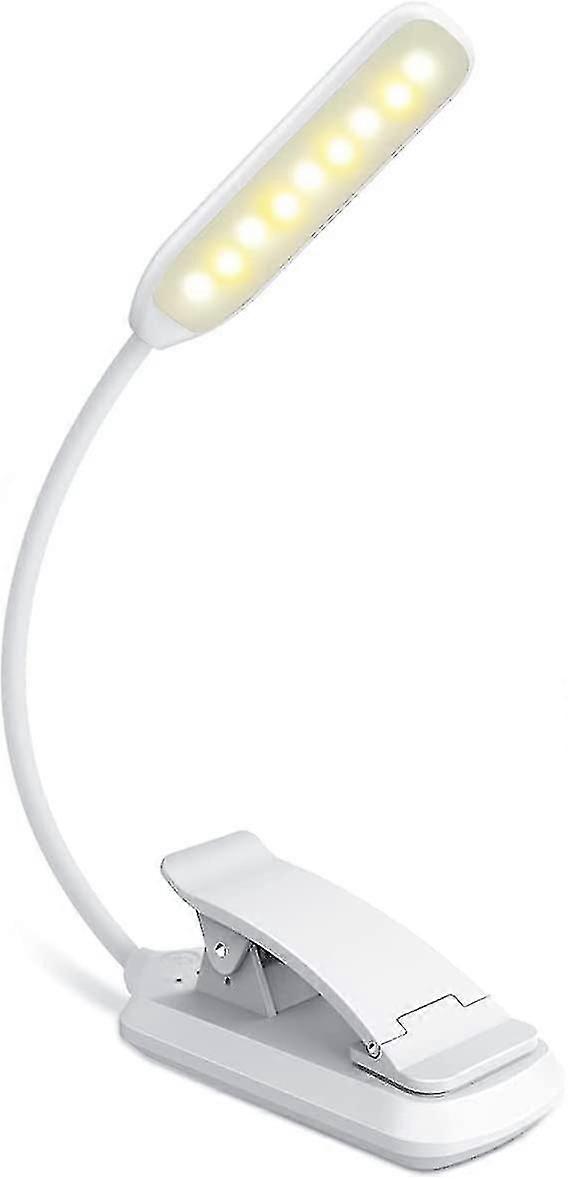9 Led Reading Light, Rechargeable Reading Light Lamp In 3 Brightness Modes (cool White/warm Yellow), Dimmable Reading Light For Book In Bed, Book Clip