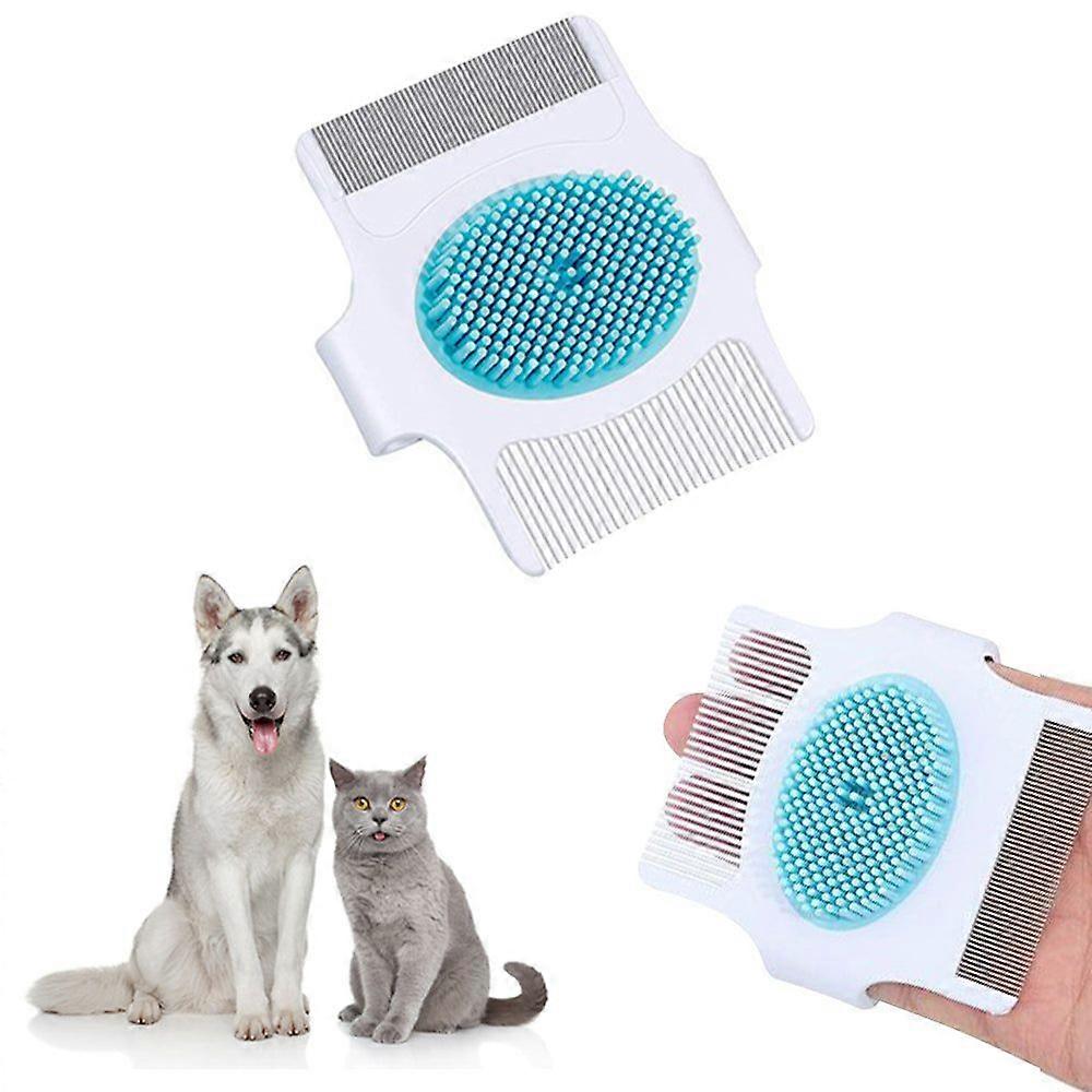 2Pcs 3 in 1 Pet Grooming Brush with Combs Relaxing Cat Dog Comb Massagers