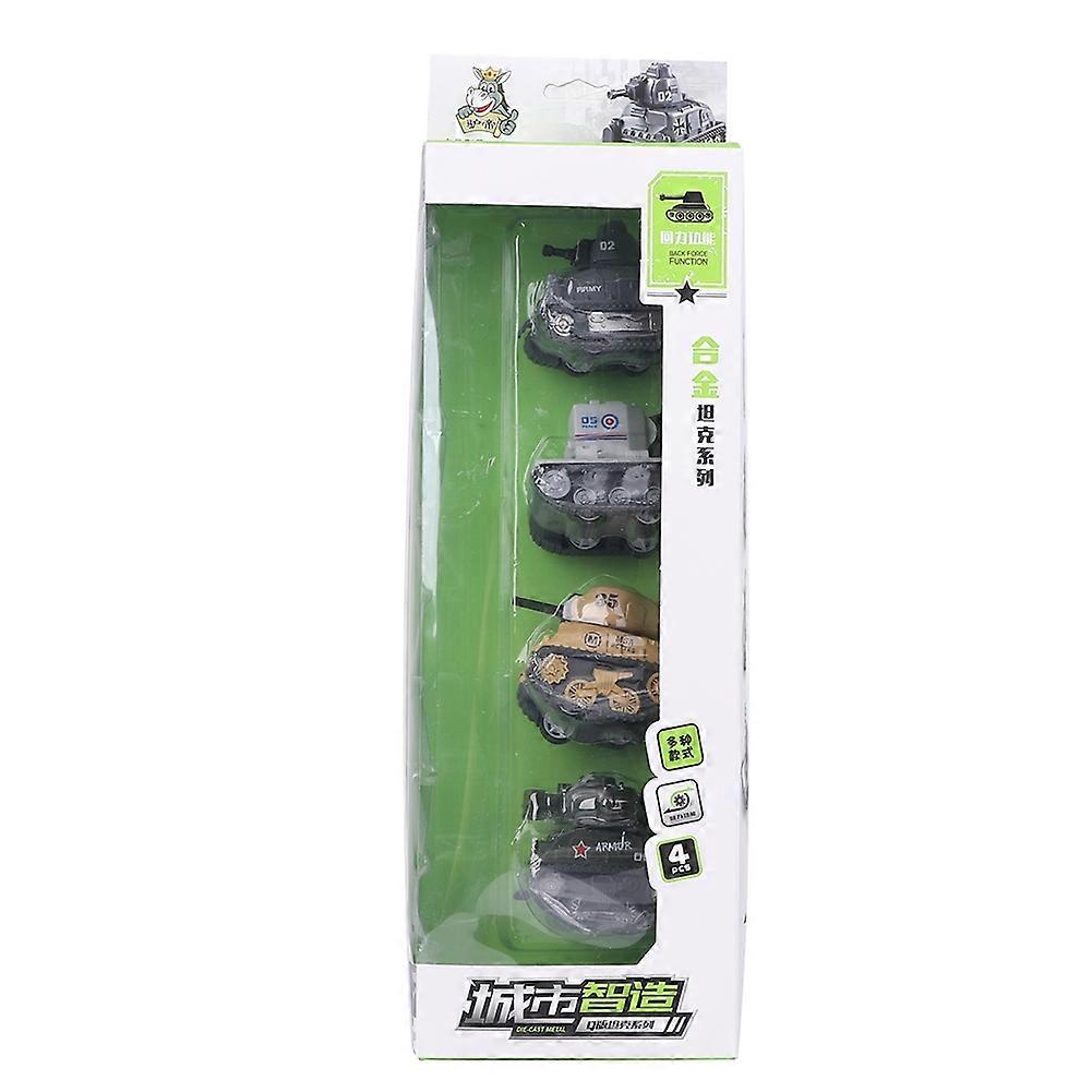 4pcs 1/64 Alloy Tank Model Toy Highly Simulation Children Kid Pull Back Vehicle Toy
