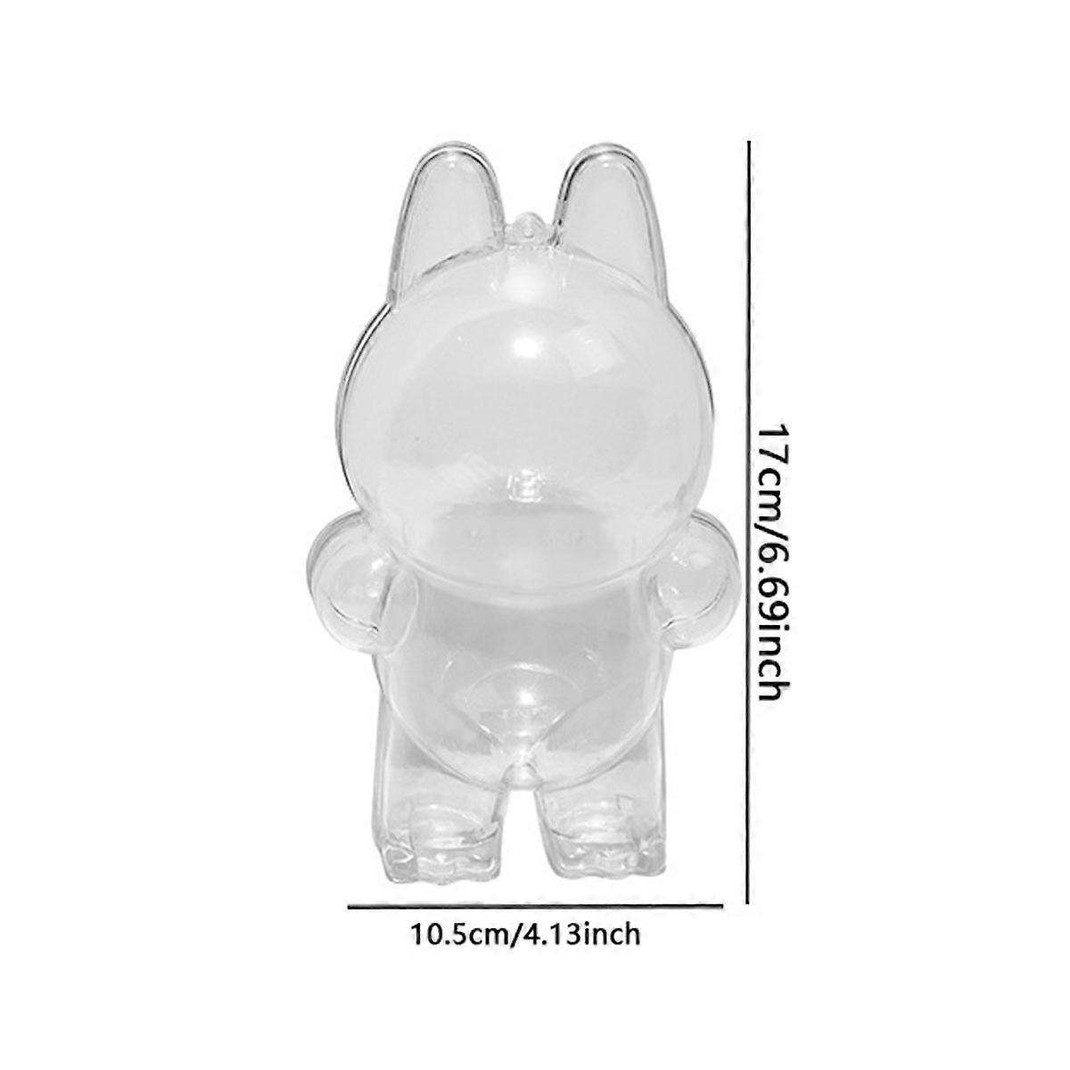 Protective case suitable for Labubu standing doll (macaron up to 3.0) - transparent collection box with silicone tape, dustproof