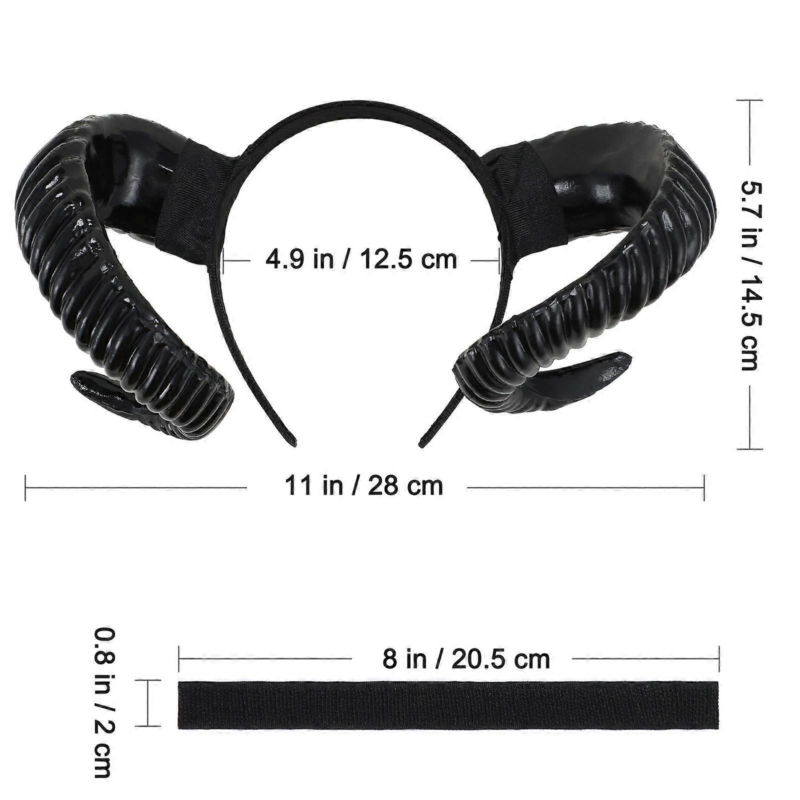 Horns Headband for Decoration in Black with Artificial Sheep Horn