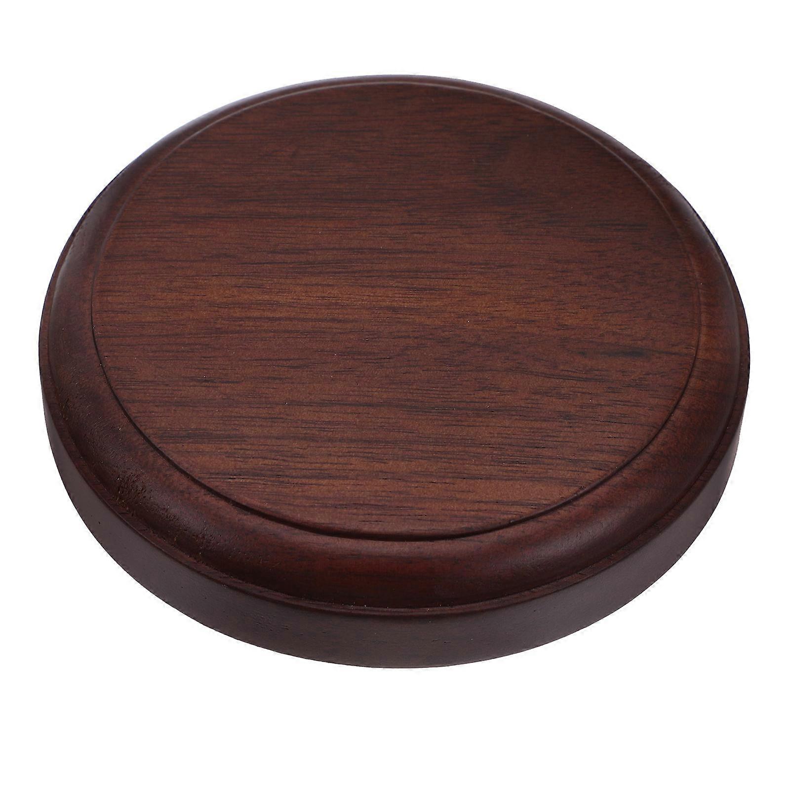 Wooden Flowerpot Stand for Display with Round Pedestal Brown