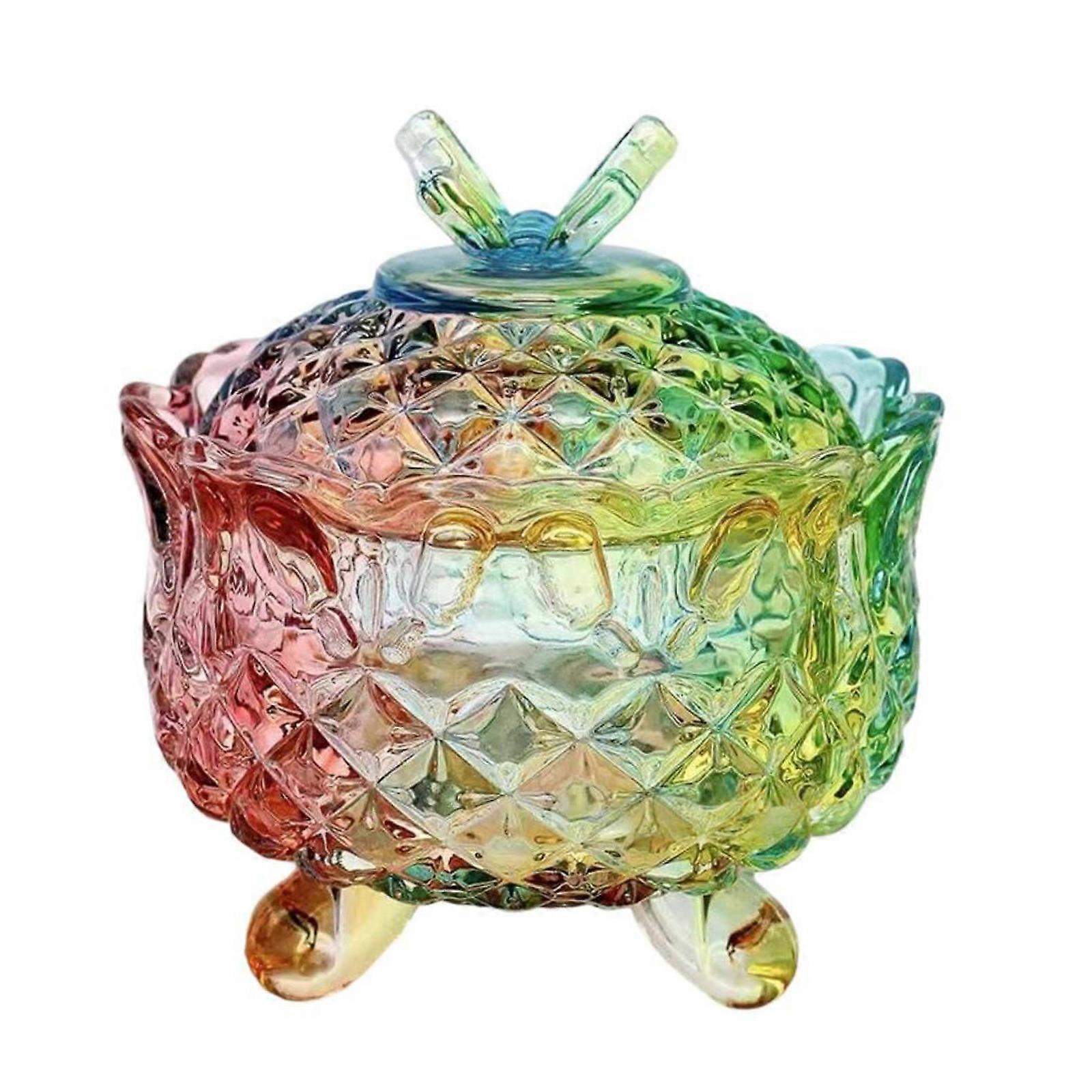 Food Safe Handcraft Glass Jar Vibranting Artistics Pattern Portable for Home Organization Display Multicolor