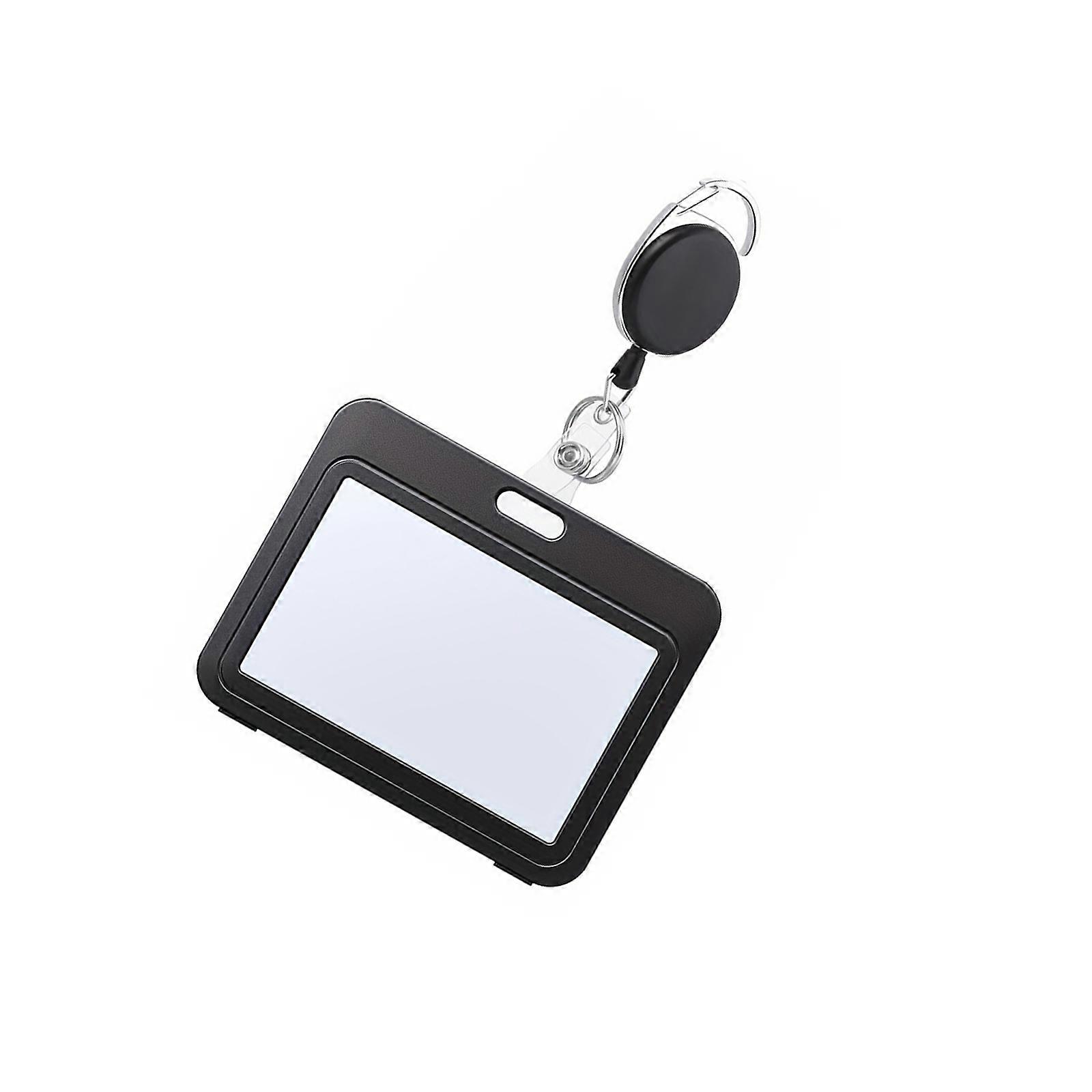 Retractable Badge Holder with Keychain Rings Clip Metal Badge Reel with Plastic Name Card Holder Key Card Carabiner Multicolor