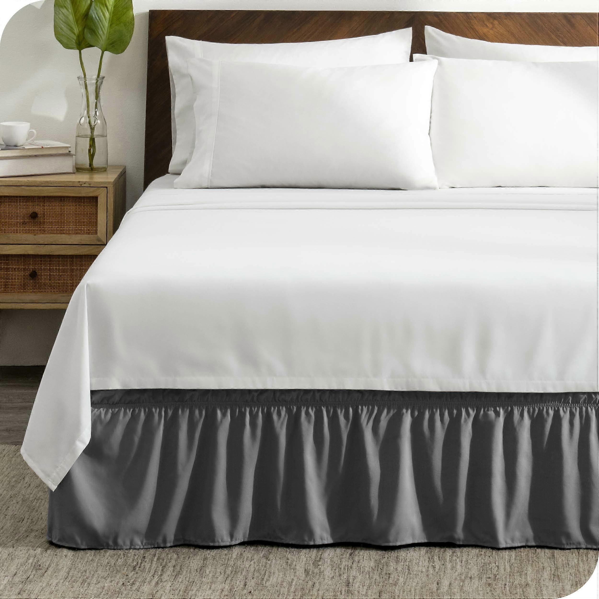 Bare Home Adjustable Wrap Around Bed Skirt Twin XL - Grey