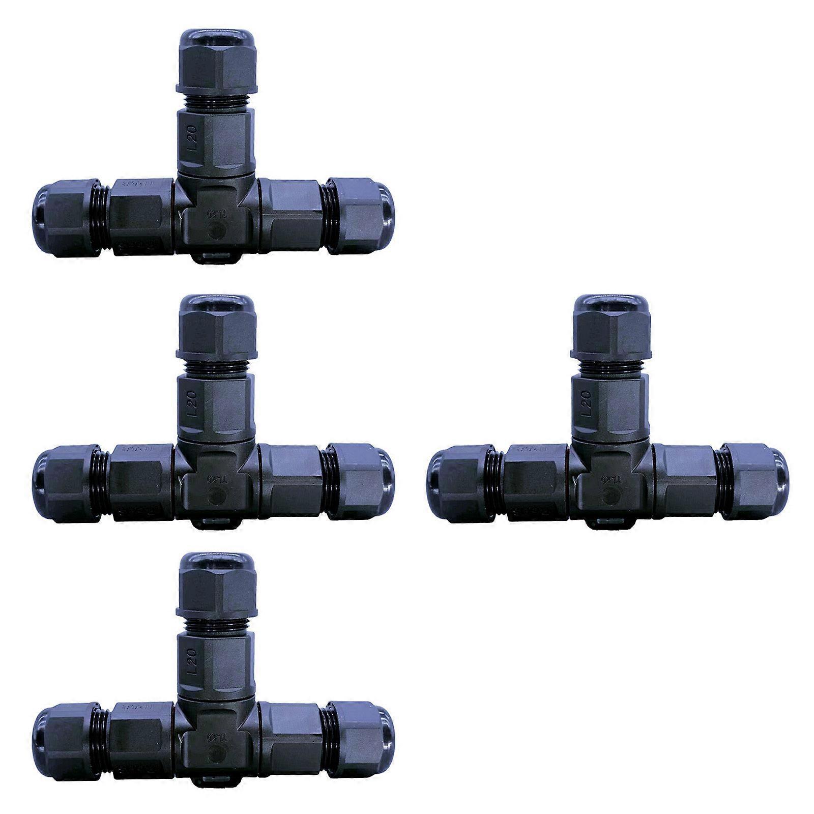 4Pcs Industrial Splashproof T Shape Connectors Corrosion Resistant Secure Connection Upgrades for Harsh Environment Multicolor