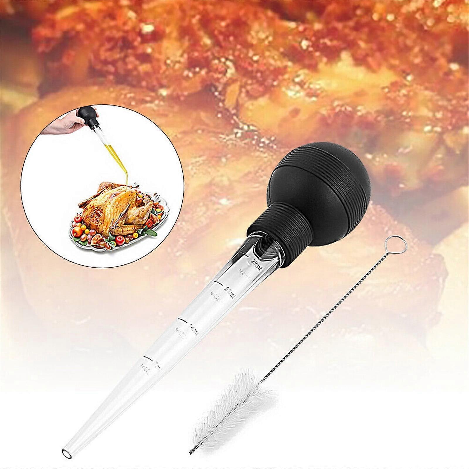 YiFudd Turkey Baster Food Grade with Cleaning Brush, compatible with standard kitchen use, easy to clean and use for meat, poultry, beef, chicken.