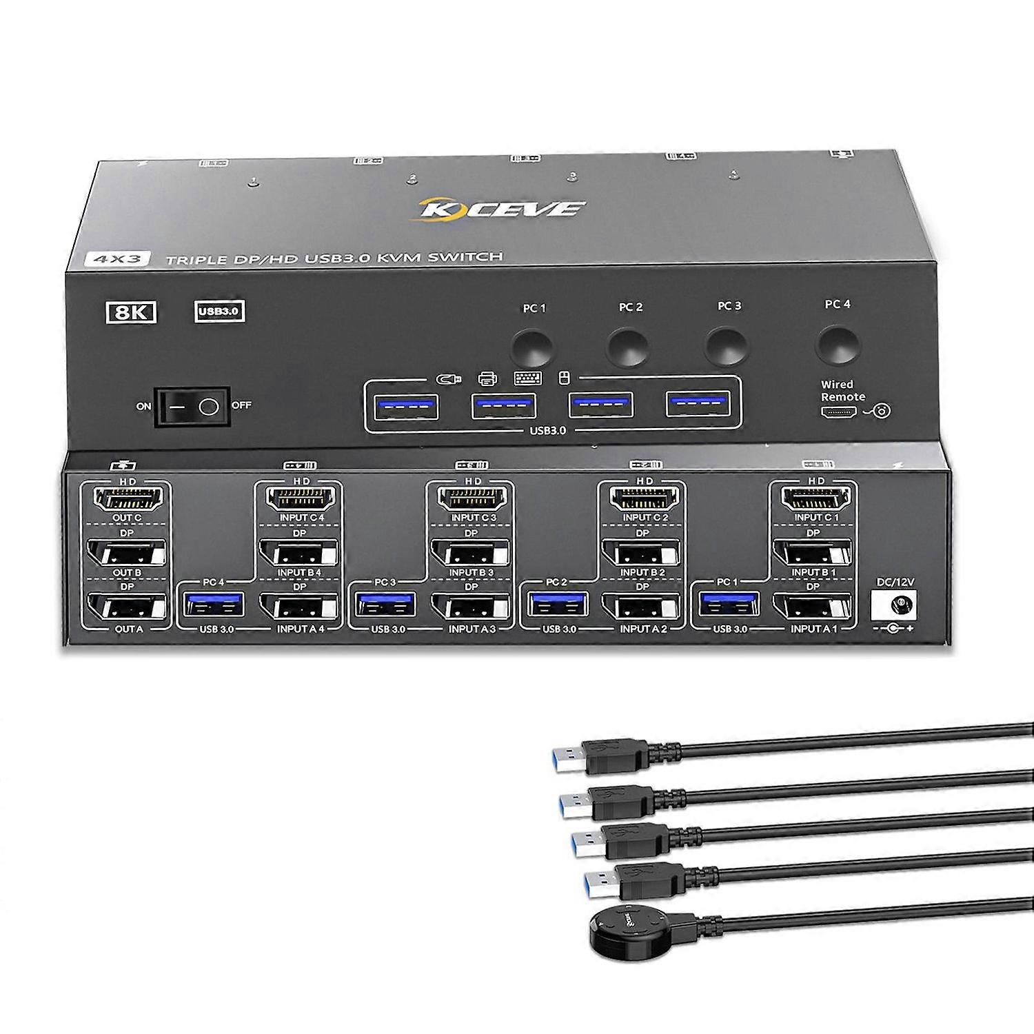 USB 3.0 4K 144Hz KVM Switch EU Plug