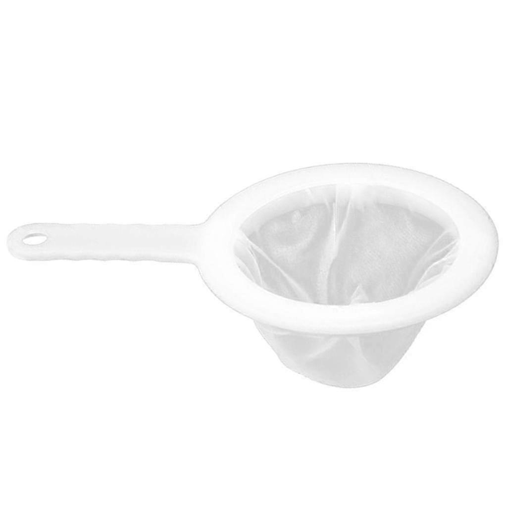 Reusable Nylon Super Fine Colander Mesh Sieve Strainer with Handle for Honey Juice Tea Soymilk Coffee Filter White