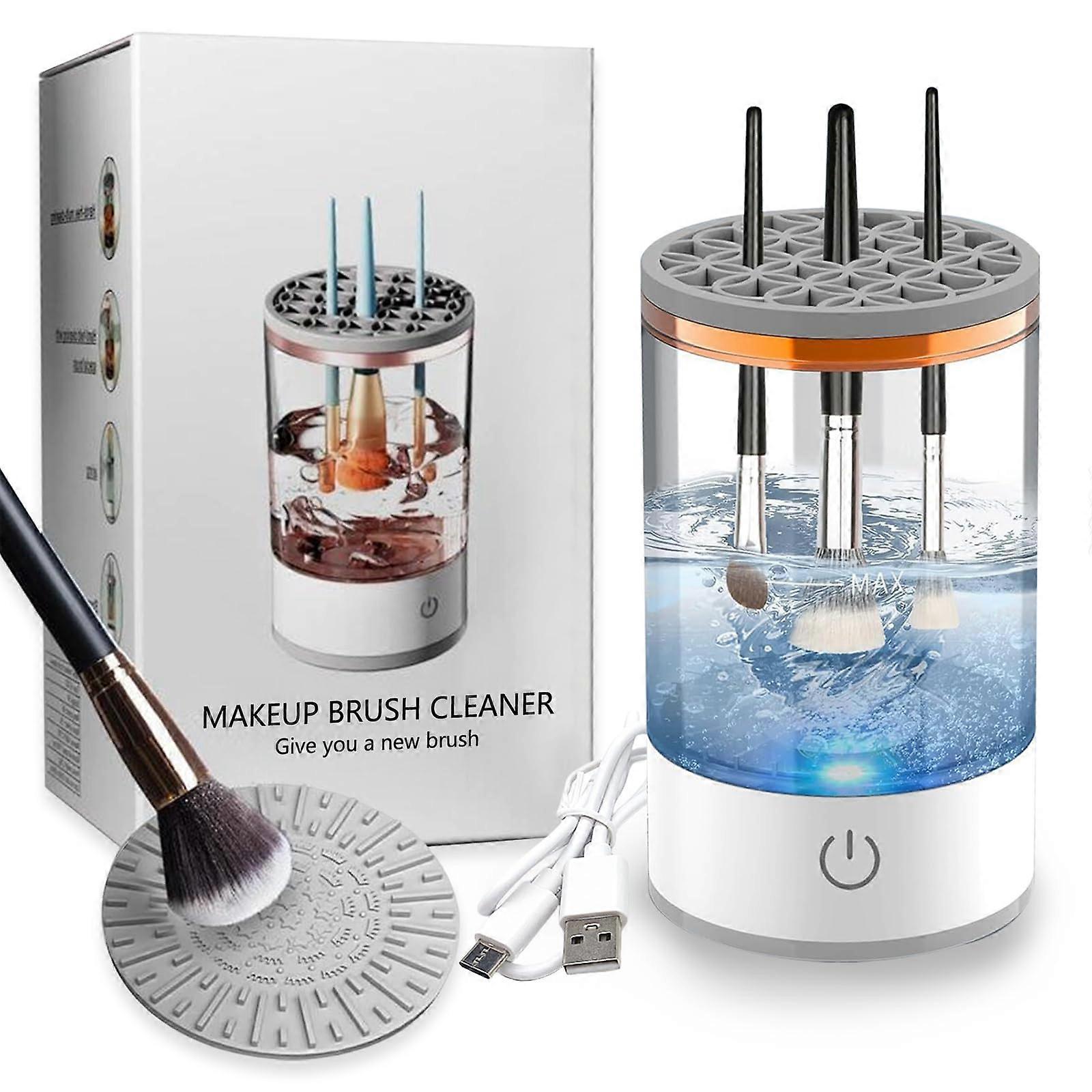 Electric Makeup Brush Cleaner Machine with Automatic Spin Deep Cleaning for All Brush Types, Portable Travel Design with Charging Base