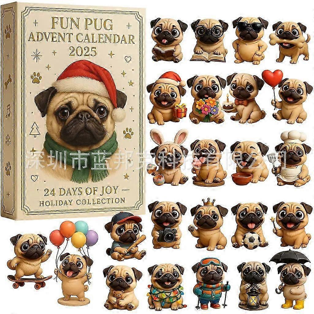 Fun Pug Pug Christmas Advent Calendar Blind Box