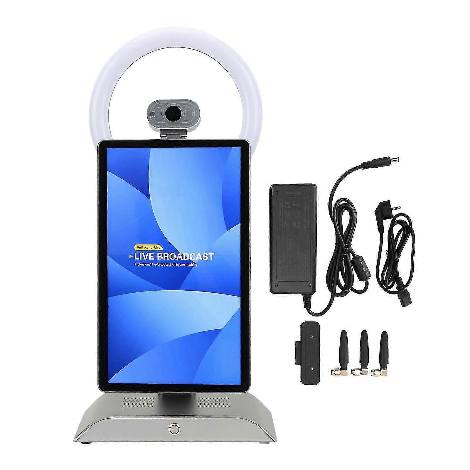 15.6 Inch Desktop Screen with Camera and Fill Light Projection Display Screen All in One Machine for Live Streaming 8+128G EU Plug