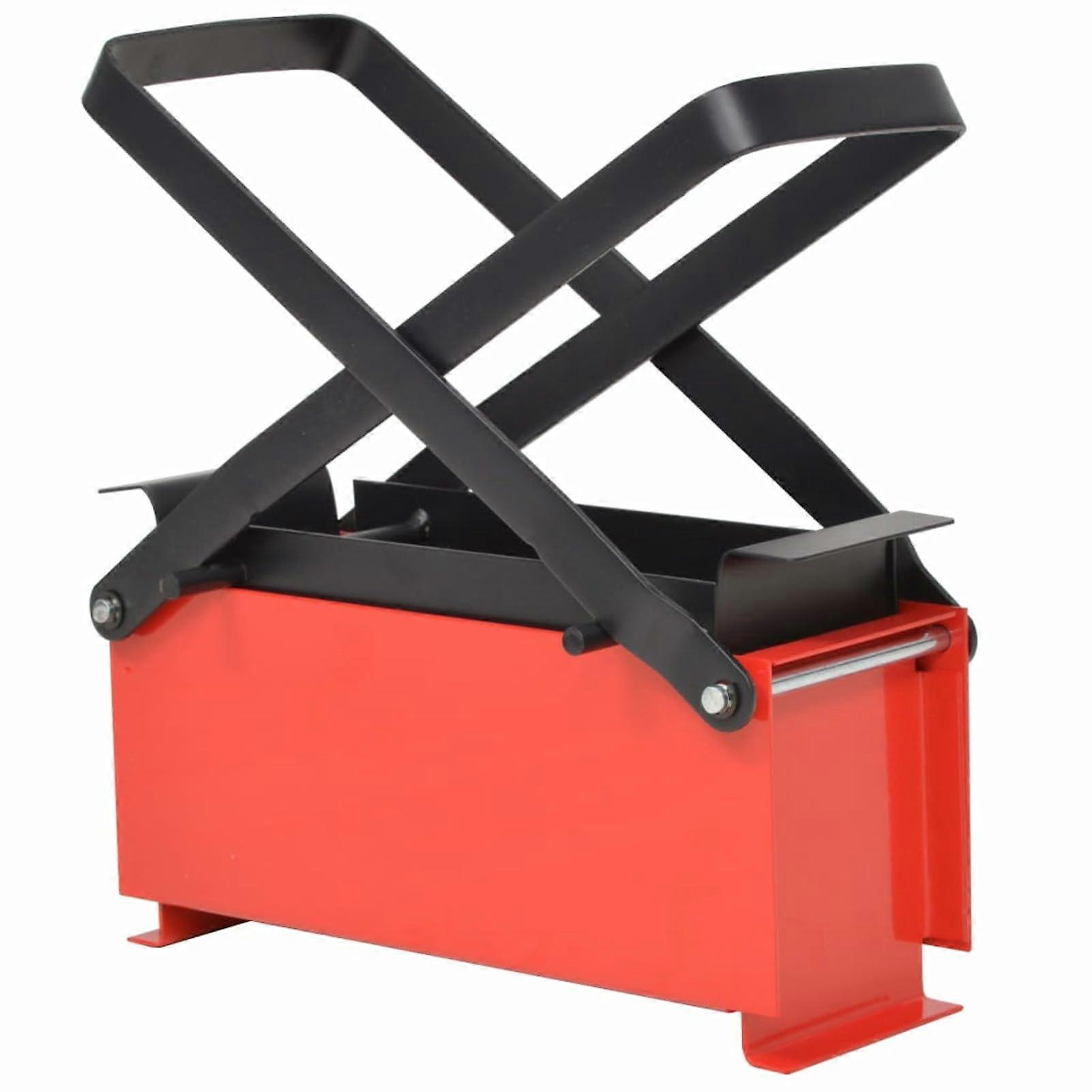 Paper Log Briquette Maker Manual Newspaper Press, Steel Frame Fuel Block Machine for Fireplace and Fire Pit, Black Red 13.4x5.5x5.5 Inches