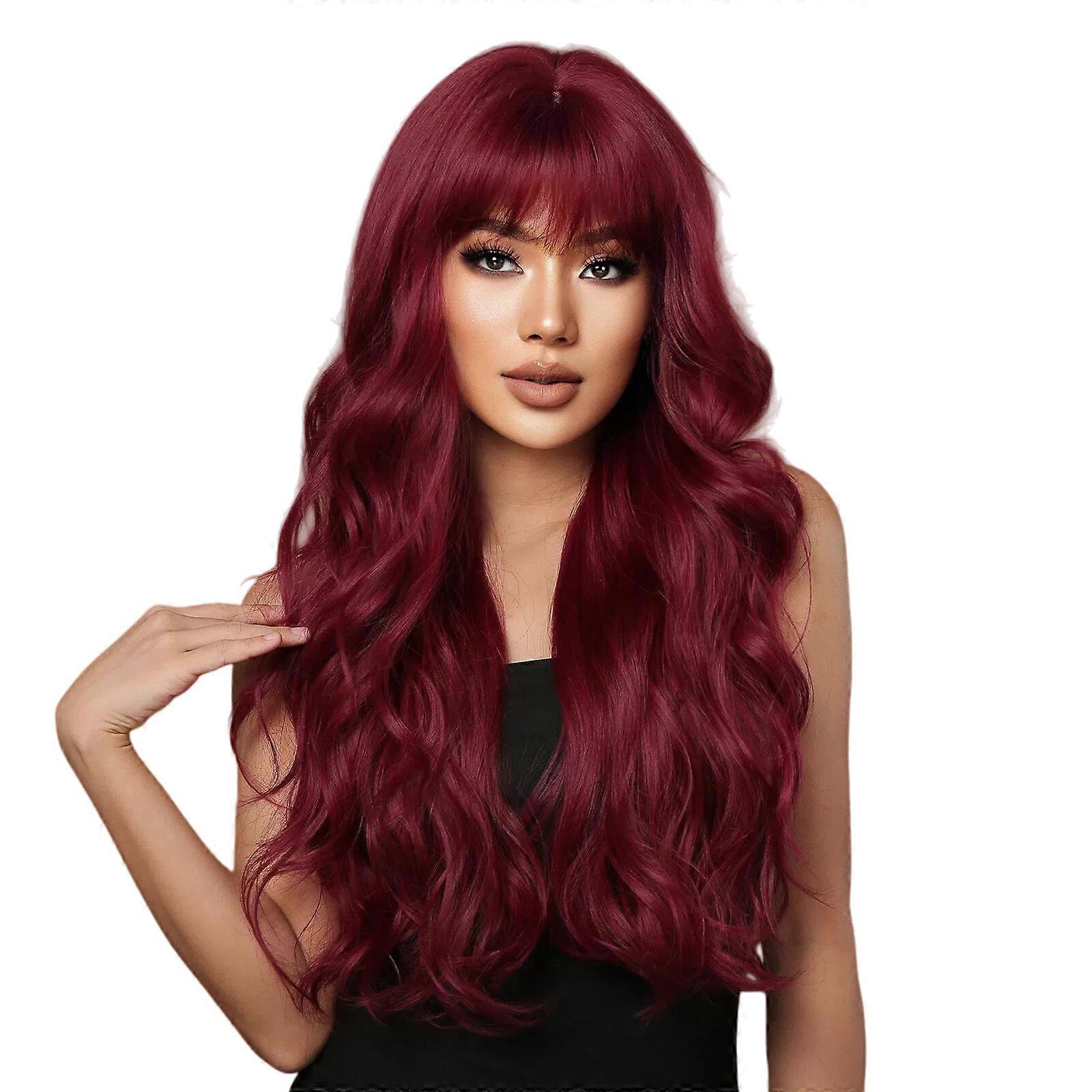 Bangs Style Machine Made Glueless Wig - Heat-Resistant and Ideal for Everyday Use
