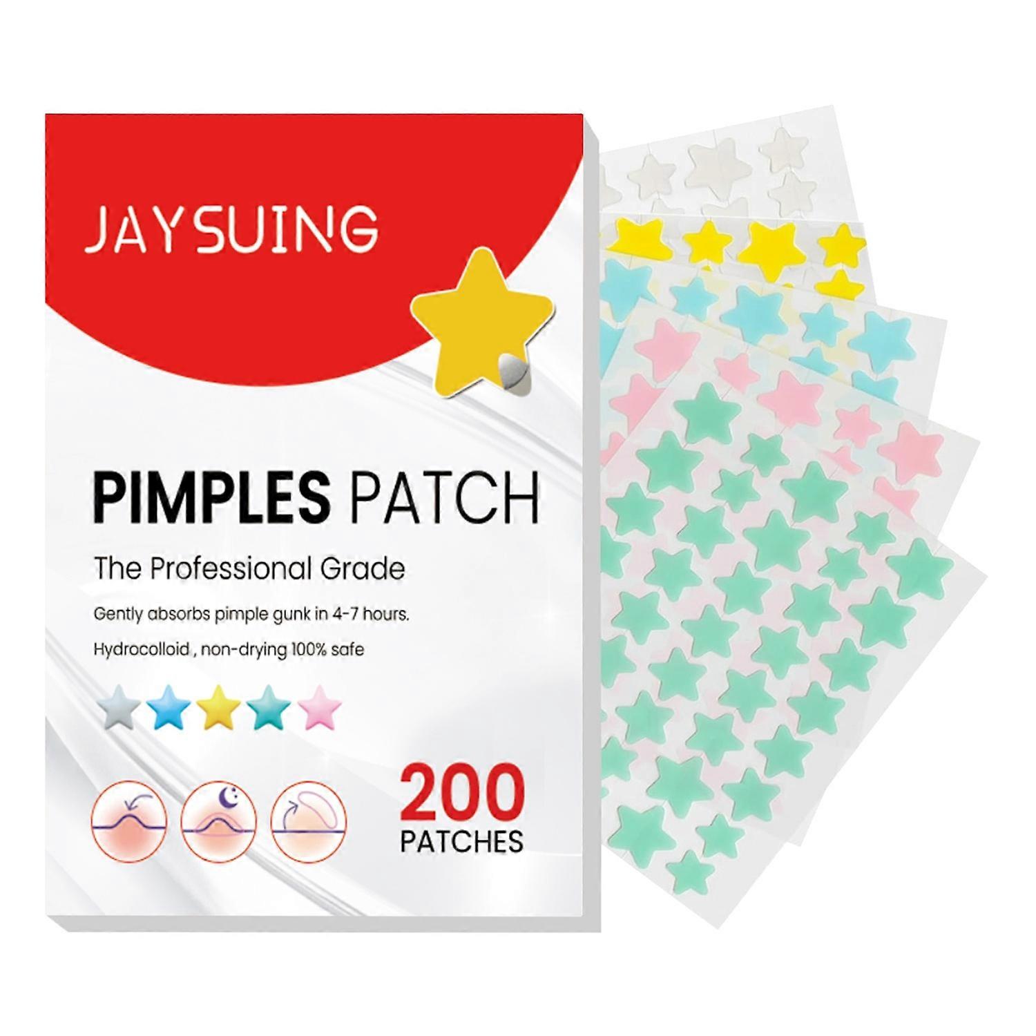1-6PCS JAYSUING 200PCS Pimple Patches for Face Hydrocolloid Acne Patches Star Zit Covers Colorful Sp