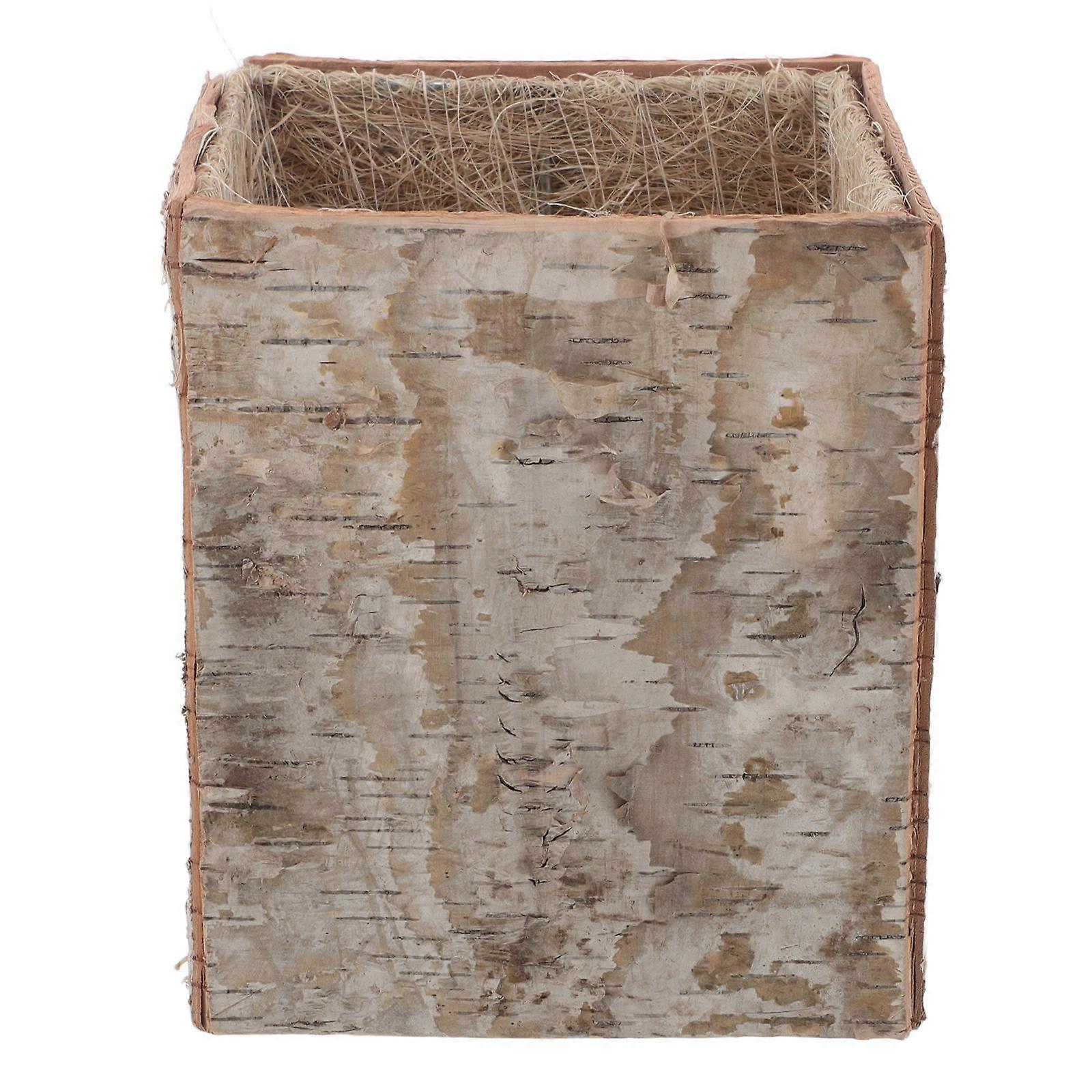 Rustic Wooden Bark Planter for Cactus Flower Arrangement