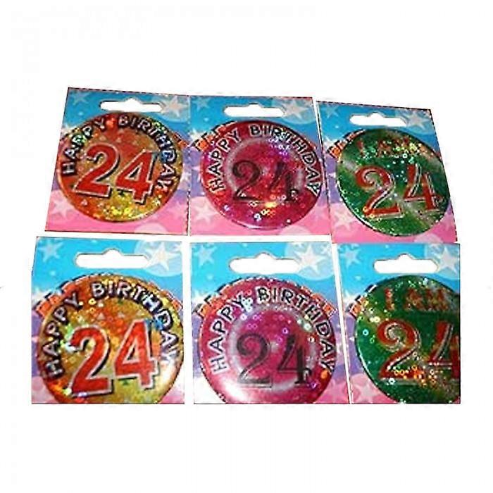 24th Birthday Badge (Pack of 6)
