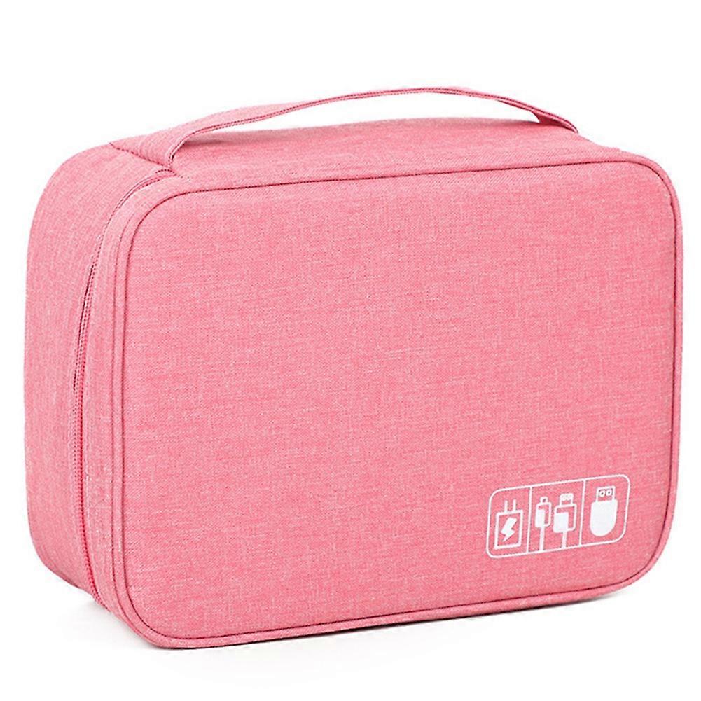 Digital Data Cable Storage Bag Portable Multi-Functional Electronic Accessories Storage Bag,Pink