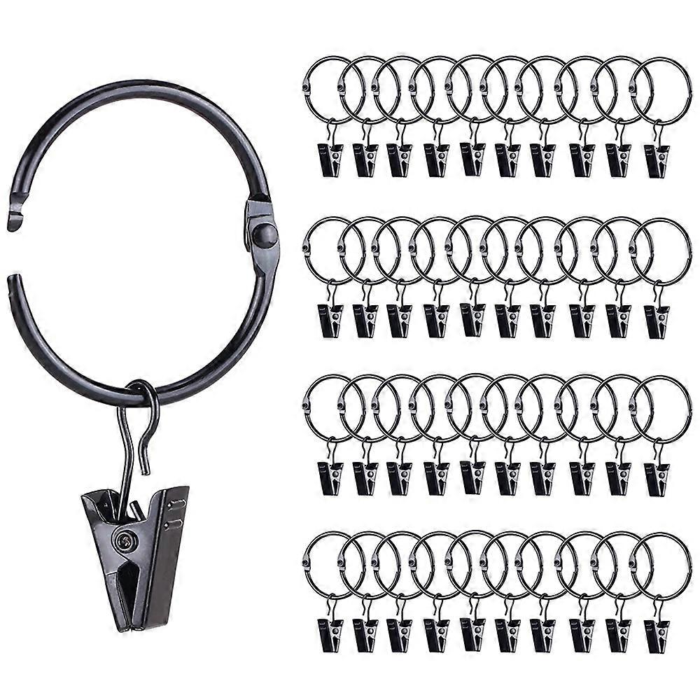 42 Pack Openable Curtain Rings with Clips, 1 Inch Interior Diameter,